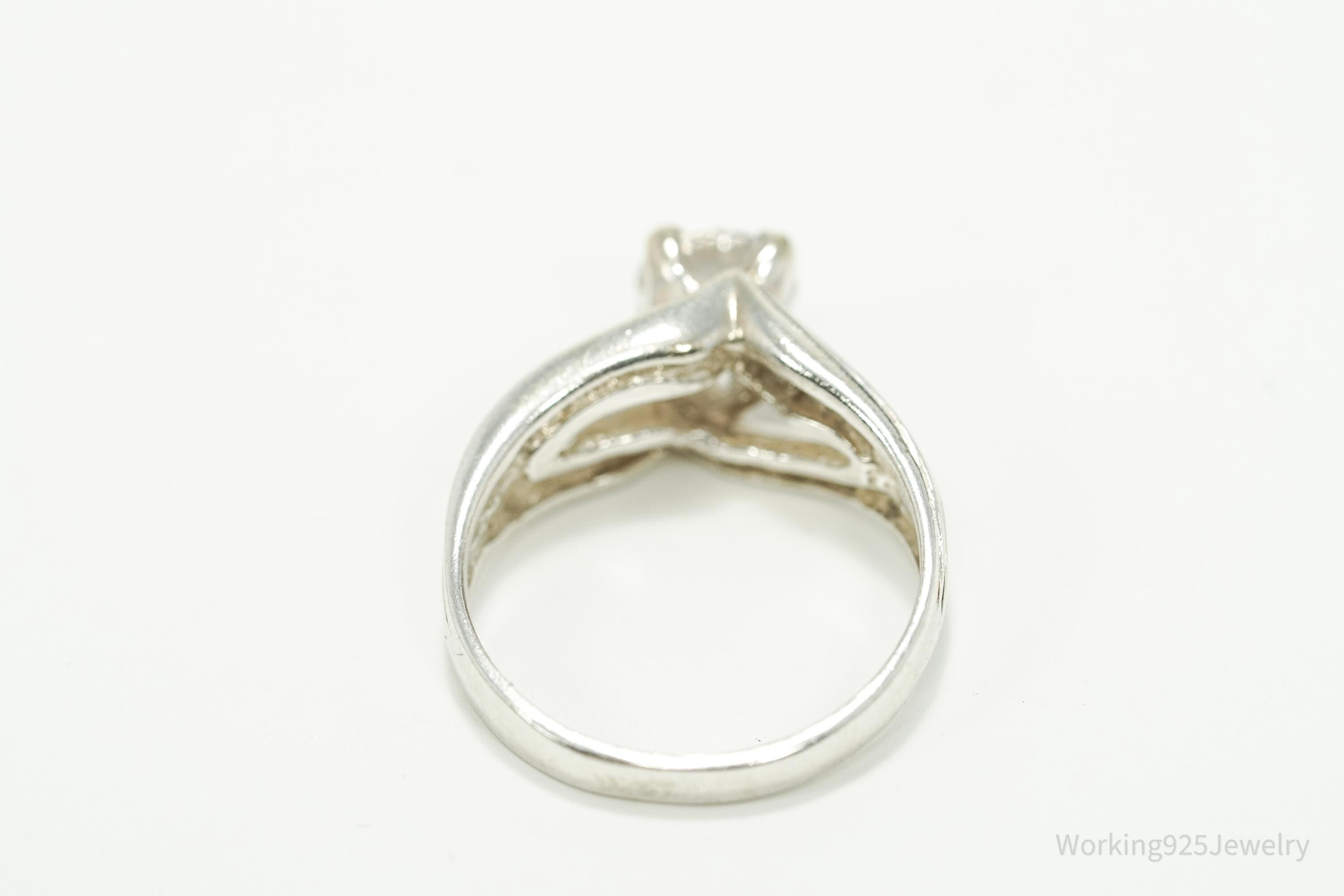 Vintage Cubic Zirconia Sterling Silver Ring - Size 7