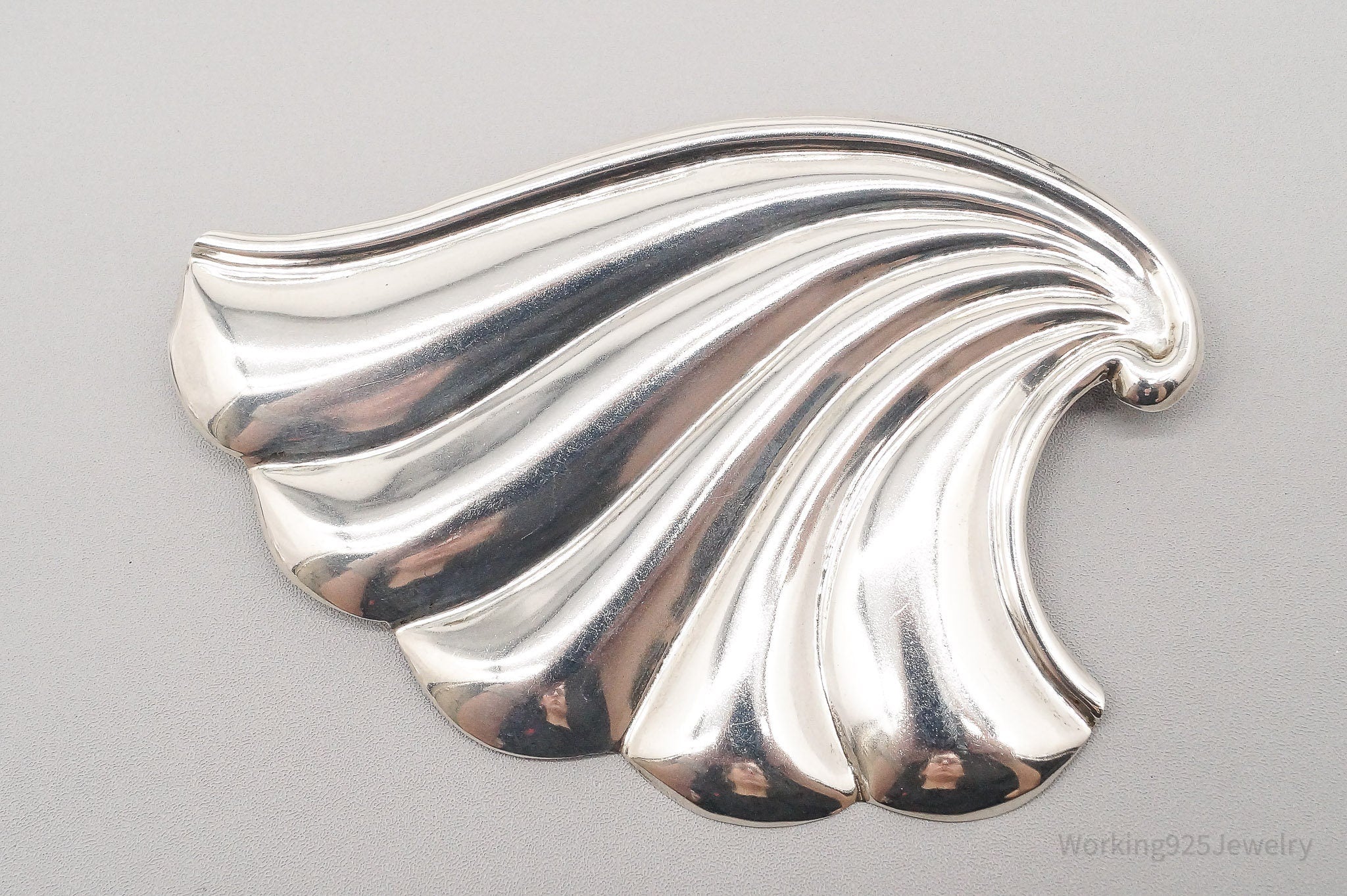 Vintage Large Mexico Modernist Sterling Silver Brooch Pin Pendant