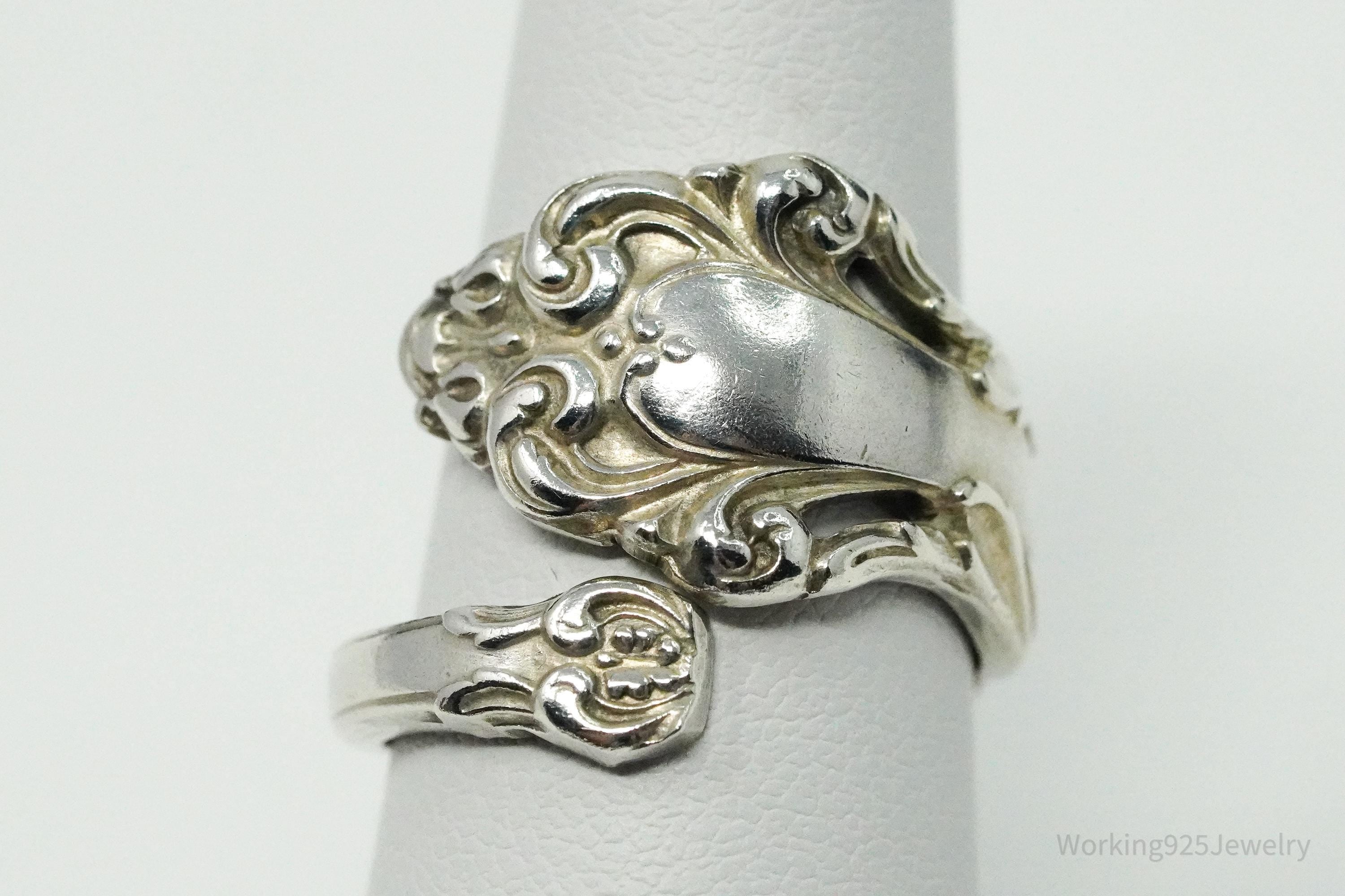 Antique Reed & Barton Repousse Sterling Silver Spoon Ring Size 6.75
