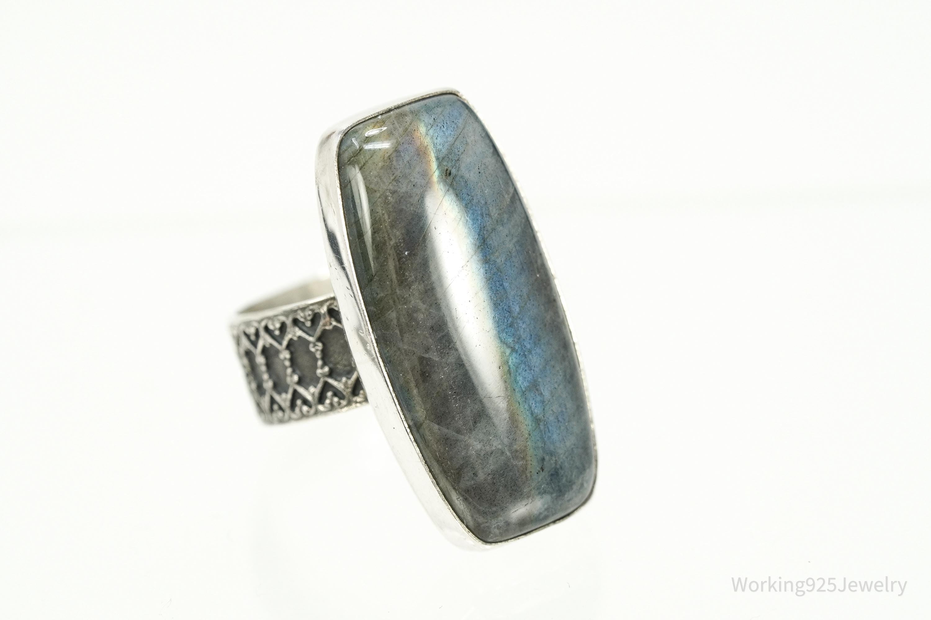 Jay King Desert Rose Labradorite Rainbow Flash Sterling Silver Ring - Size 10