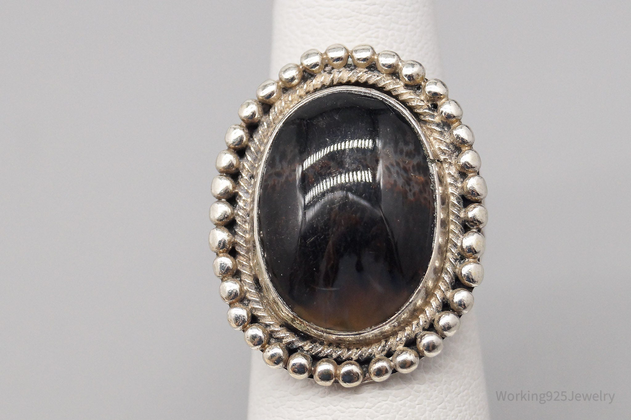 Antique Agate Silver Ring - Size 5.75