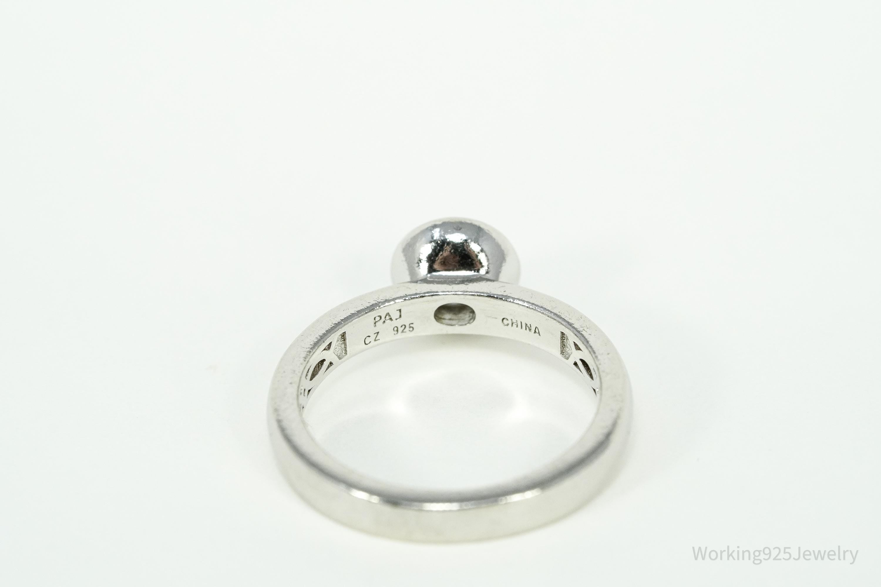 PAJ Cubic Zirconia Rhodium Over Sterling Silver Ring - Size 5