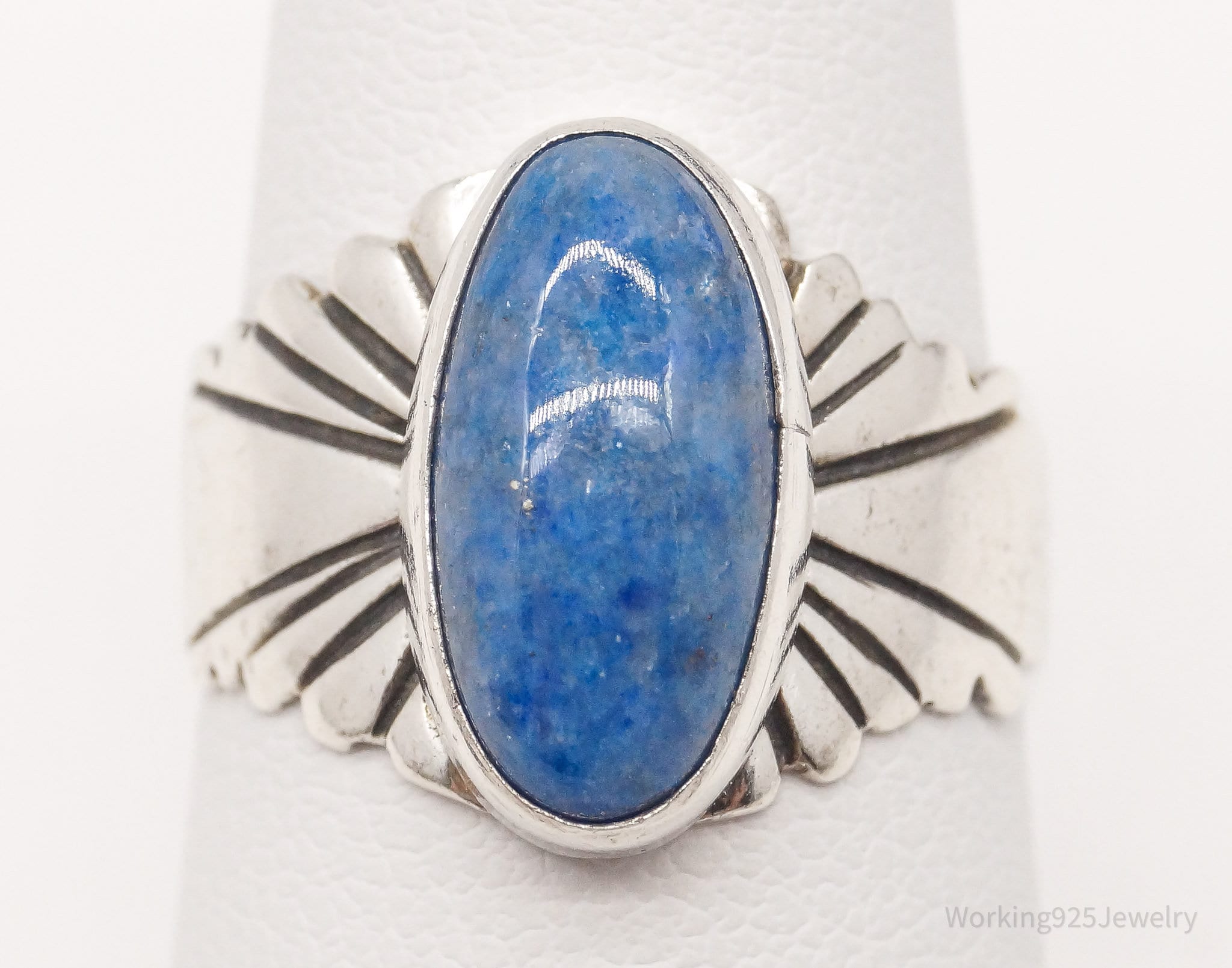 Vintage Native American JW Lapis Lazuli Sterling Silver Ring Size 7