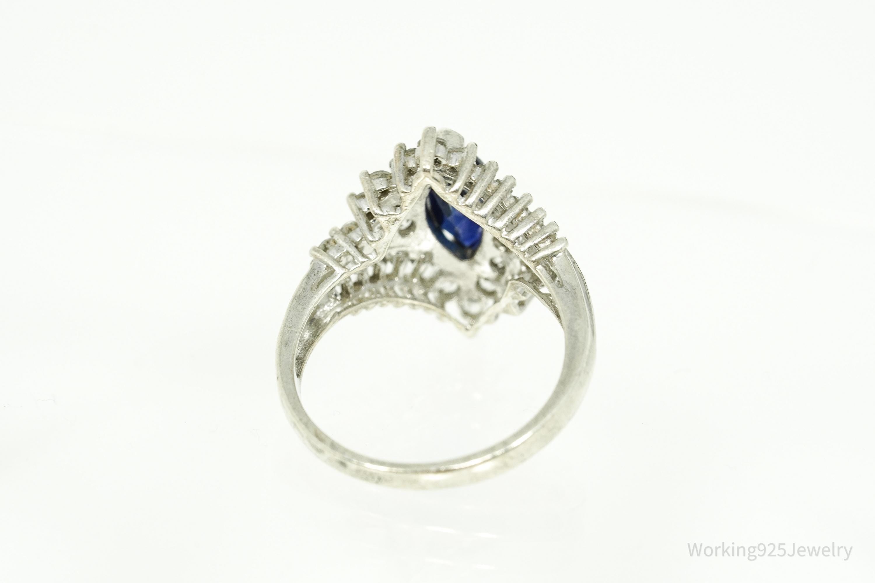 Vintage Hamilton Jewelers Blue & White Sapphire Sterling Silver Ring - Size 7
