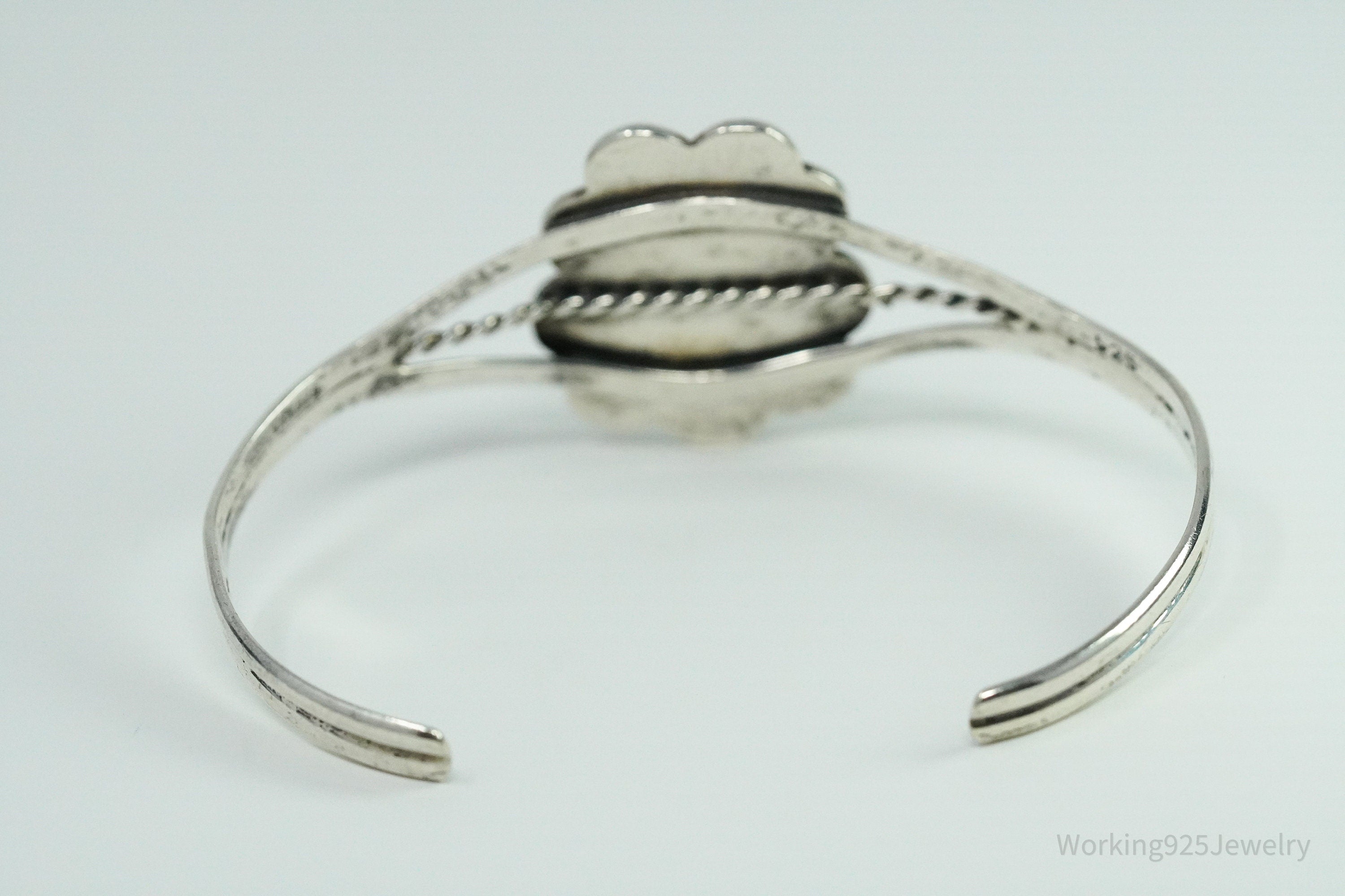 Vintage Native Handmade Blue Turquoise Sterling Silver Cuff Bracelet 6.25"