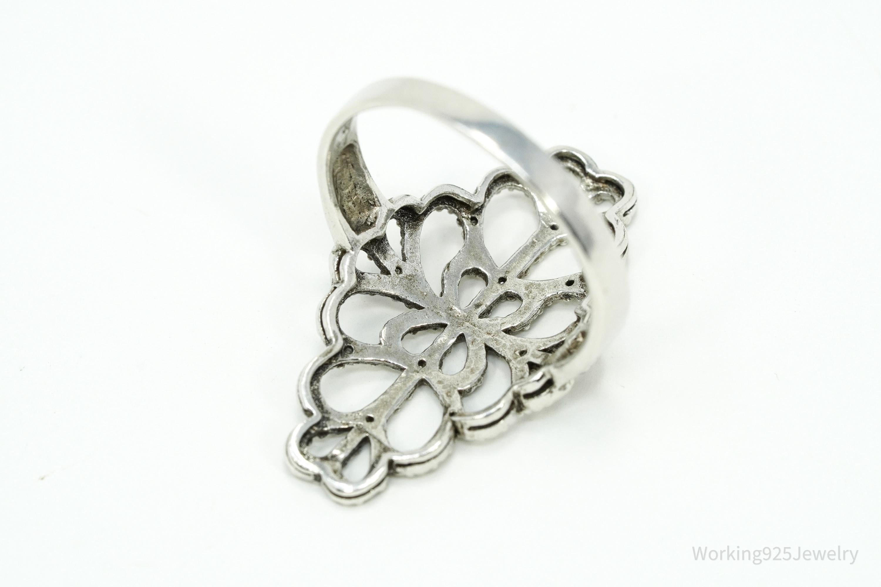 Vintage Diamond Sterling Silver Ring - Size 10