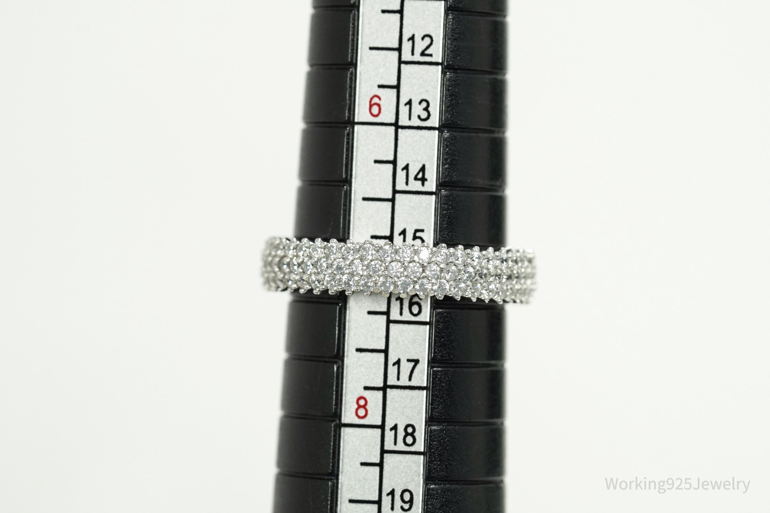 Designer SLNY Cubic Zirconia Sterling Silver Band Ring - Size 7