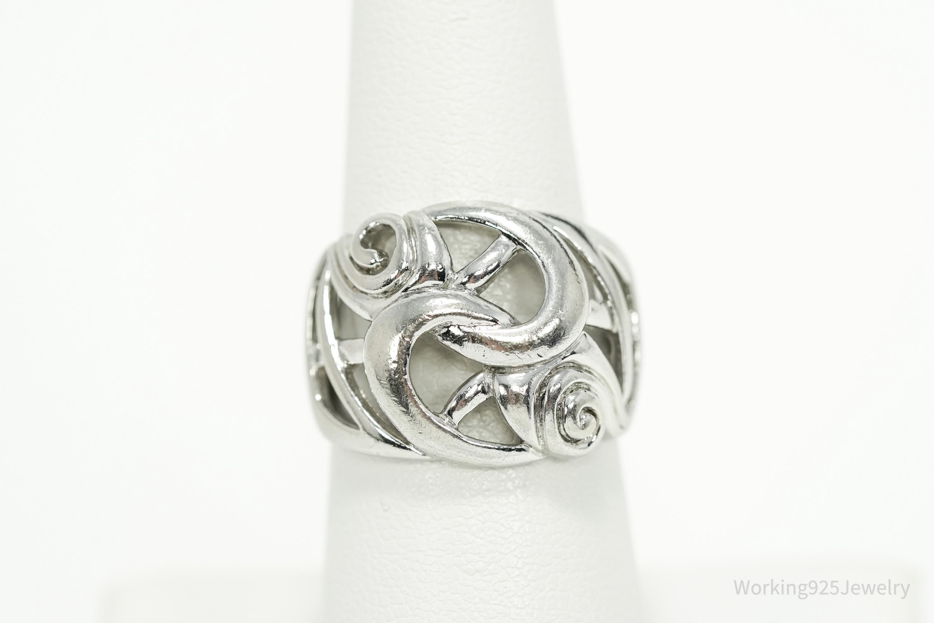 Vintage Ross Simons Art Deco Style Sterling Silver Band Ring - Size 7