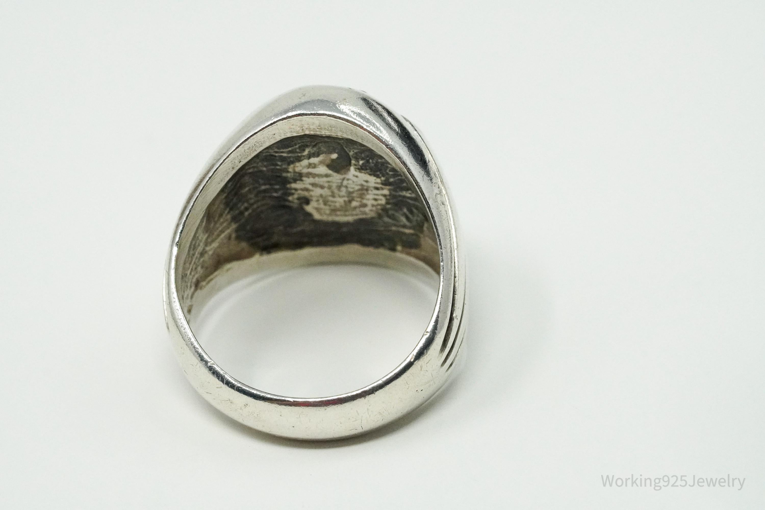 Vintage Designer WM Co Hematite Sterling Silver Ring - Size 9.5