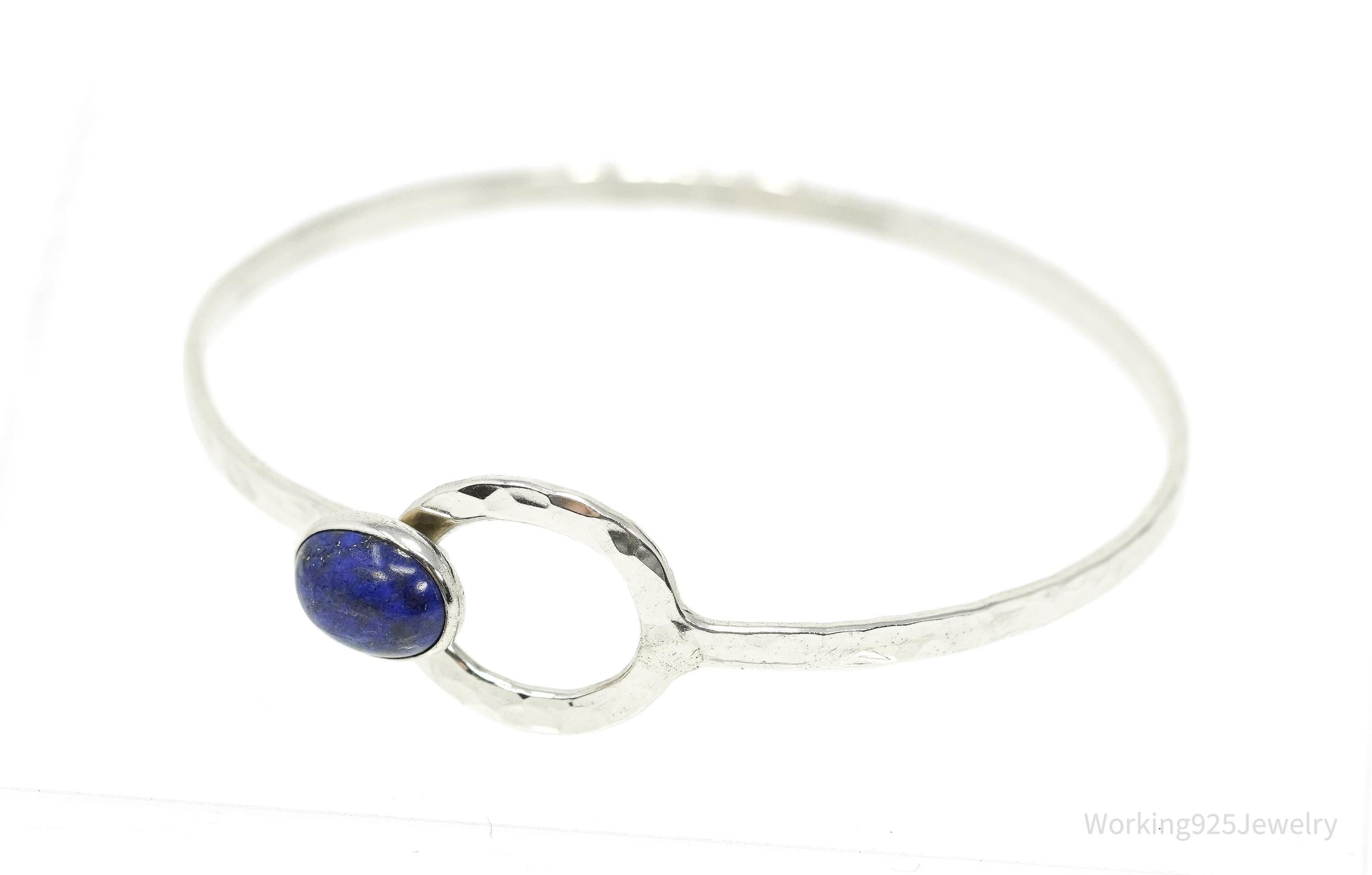 Holcombe Modernist Style Blue Lapis Lazuli Sterling Silver Bracelet - 6 3/8"