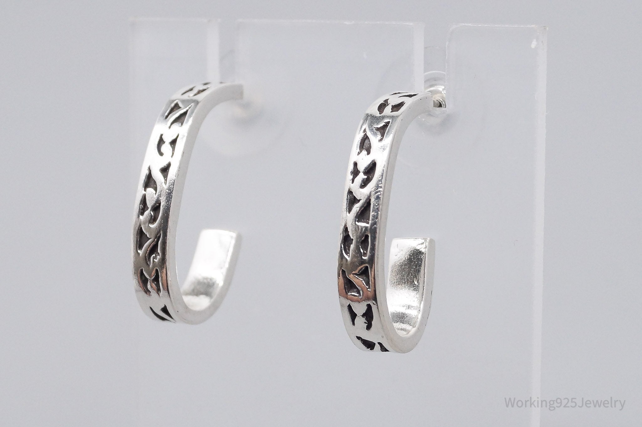 Vintage Designer Lois Hill Sterling Silver Demi Hoop Earrings