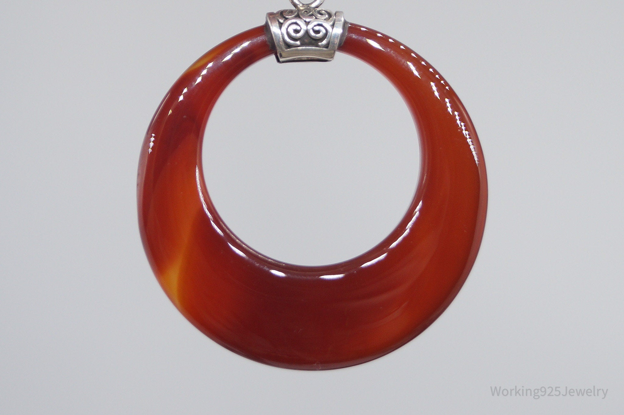 Vintage Carnelian Sterling Silver Earrings & Pendant Set