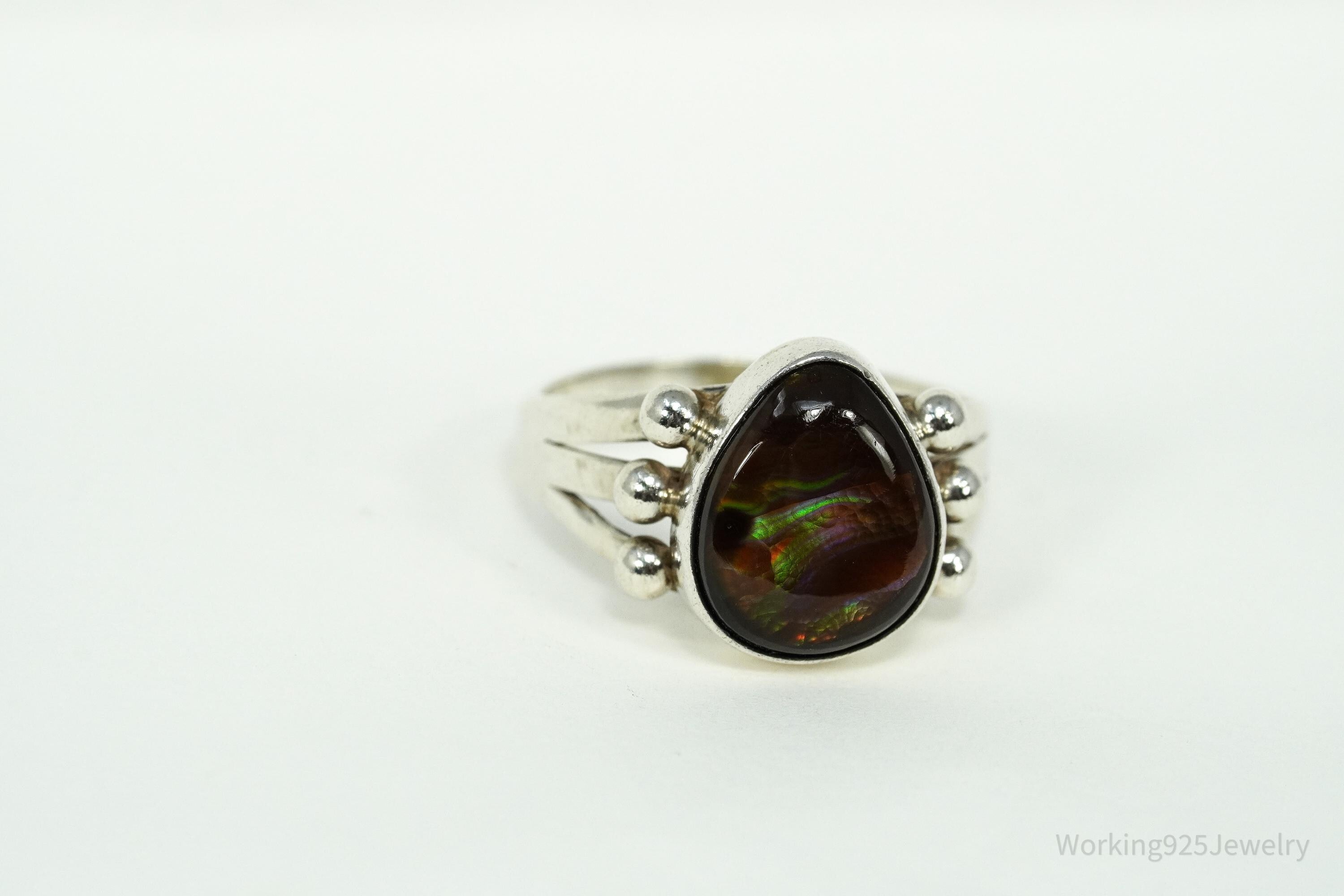 Vintage Mexico Fire Agate Sterling Silver Ring - Size 9