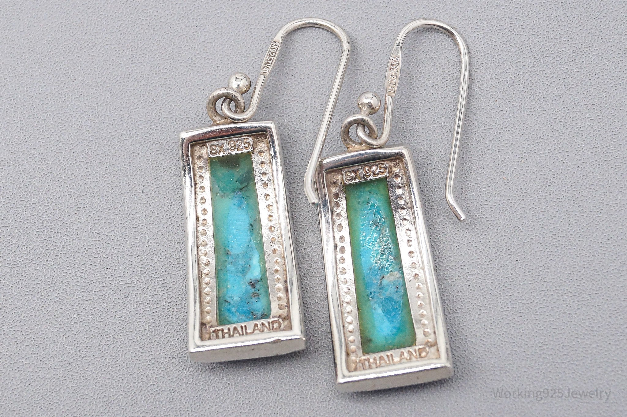 Vintage Designer SX Turquoise Sterling Silver Earrings