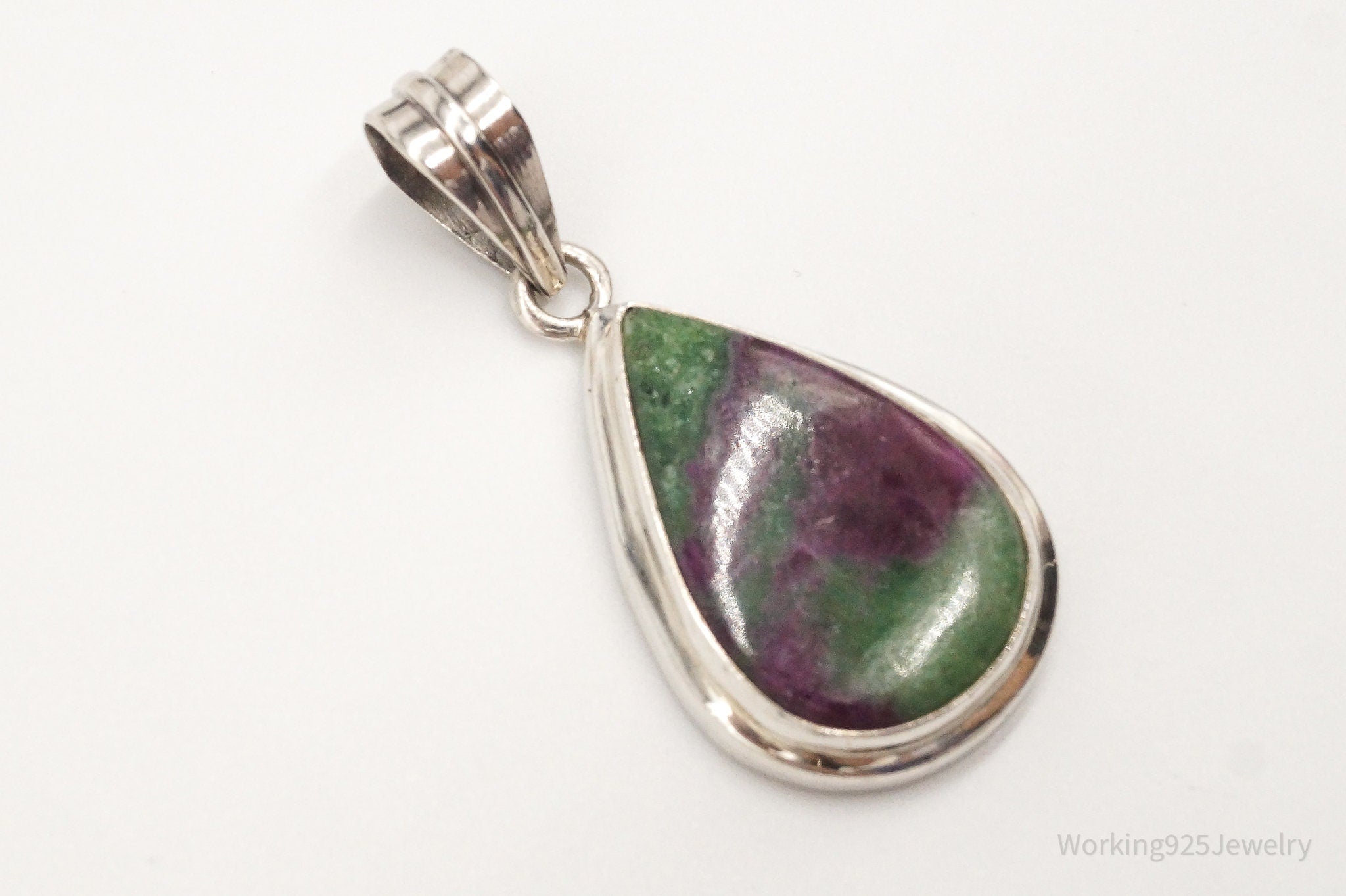 Vintage Large Anyolite Ruby-Zoisite Sterling Silver Pendant