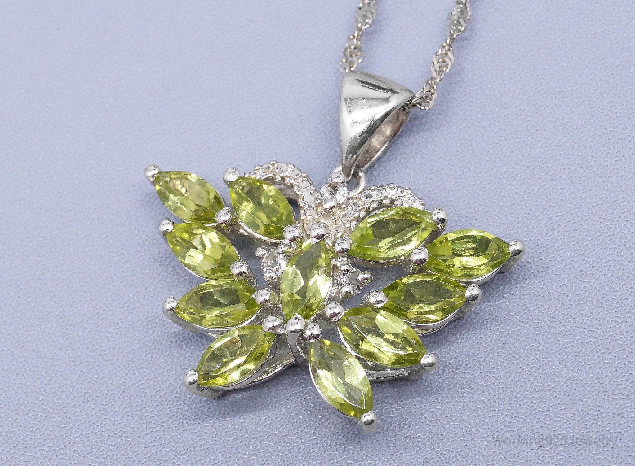 JTV's TGGC Peridot & White Topaz Butterfly Sterling Silver Necklace - 20"