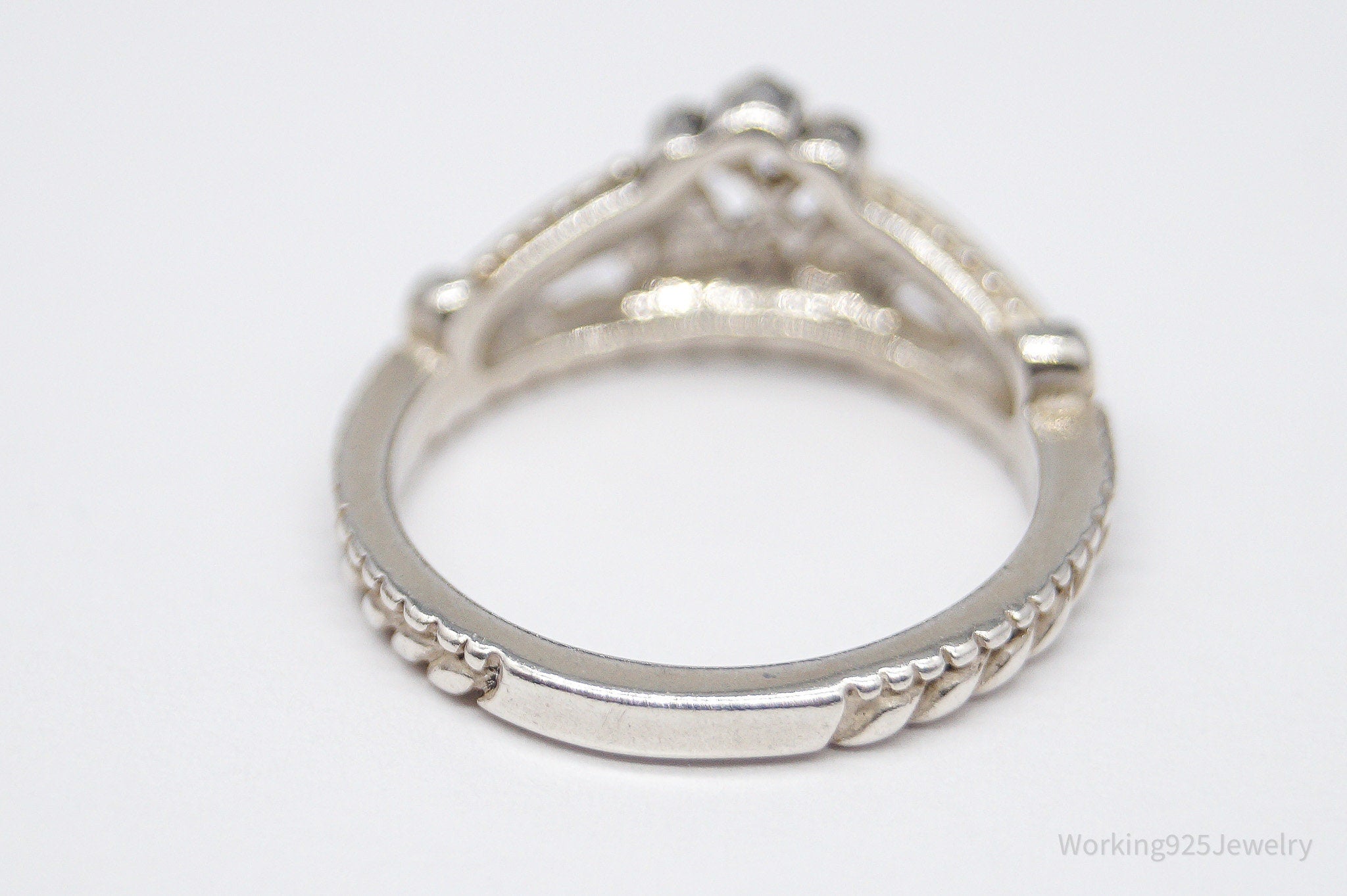 Vintage Native Designer Carolyn Pollack Relios Crown Sterling Silver Ring - Size 7