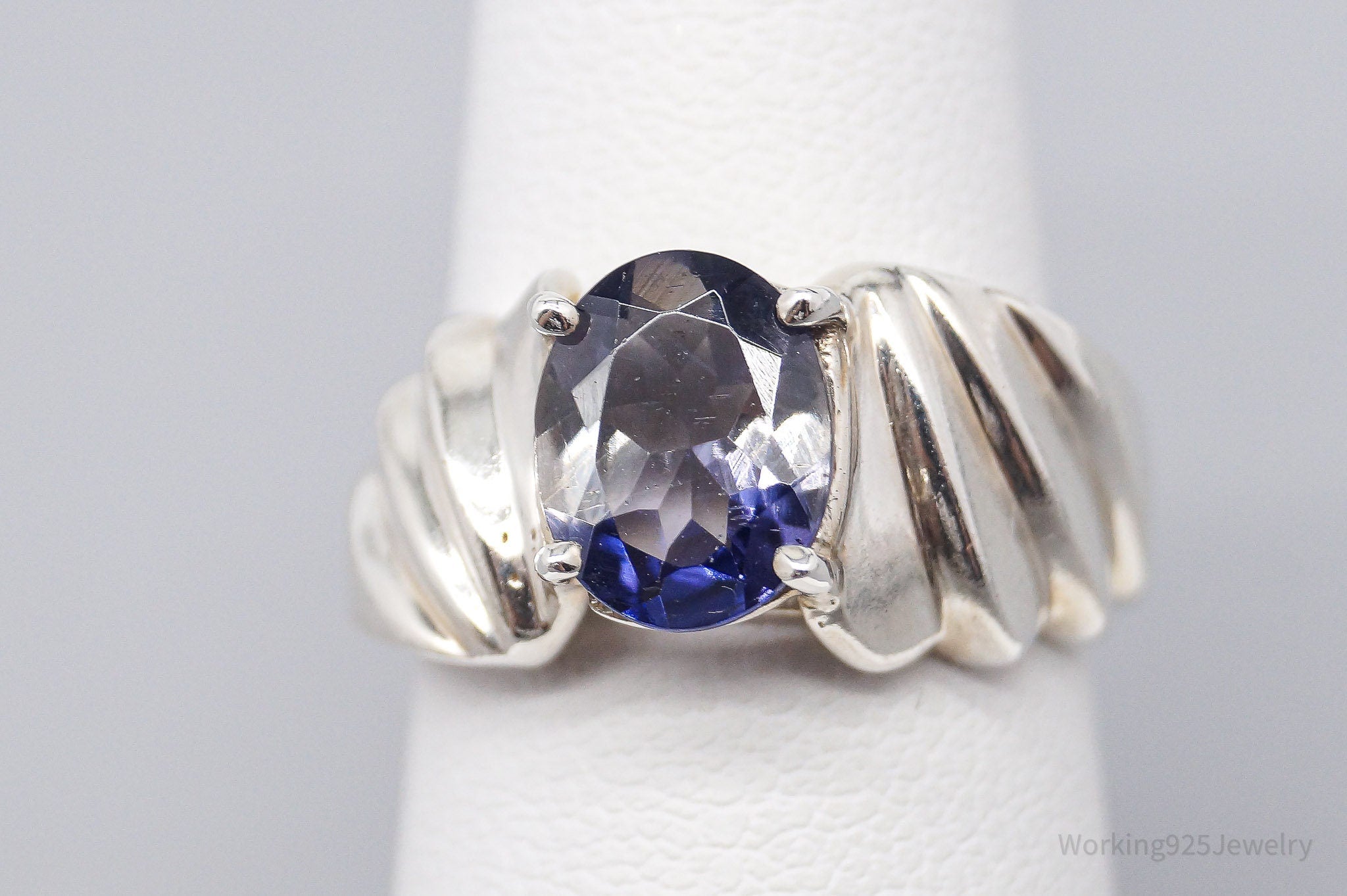 Vintage Lab Tanzanite Sterling Silver Ring - Size 6