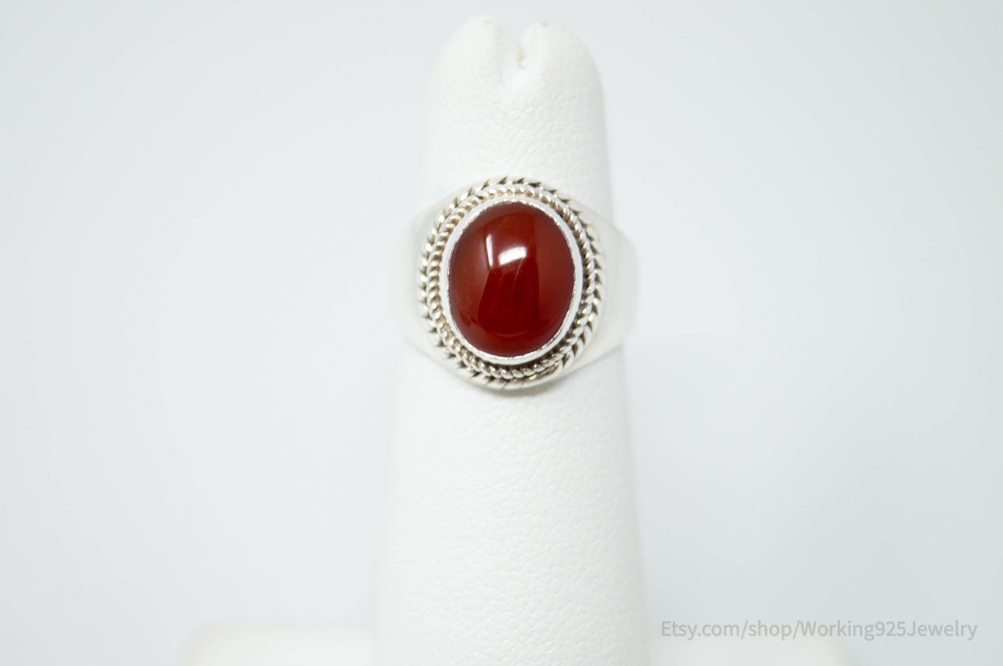 Vintage Western Style Carnelian Sterling Silver Ring - Size 3.5