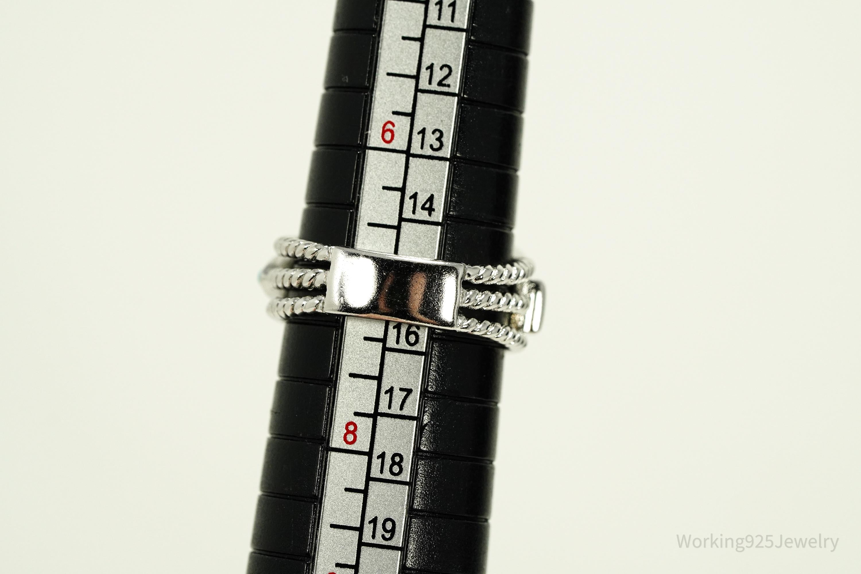 Vintage JOSEPH ESPOSITO ESPO Turquoise & Cubic Zirconia Sterling Silver Ring - Size 7