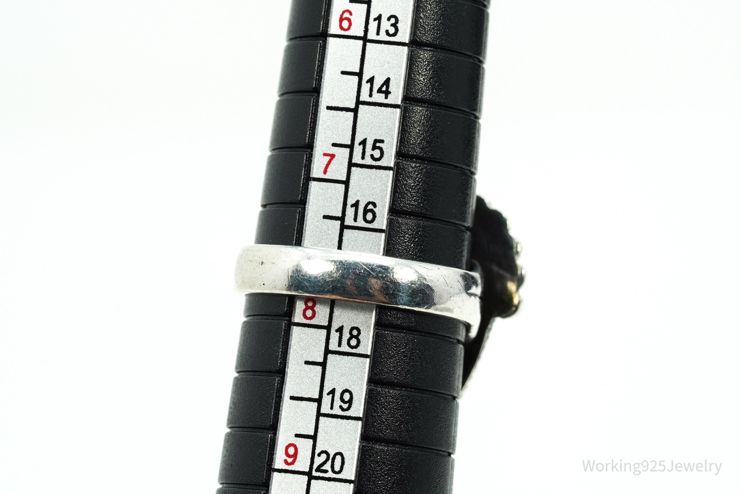 Vintage Mexican Carved Black Onyx Mask Silver Ring - Size 7.75