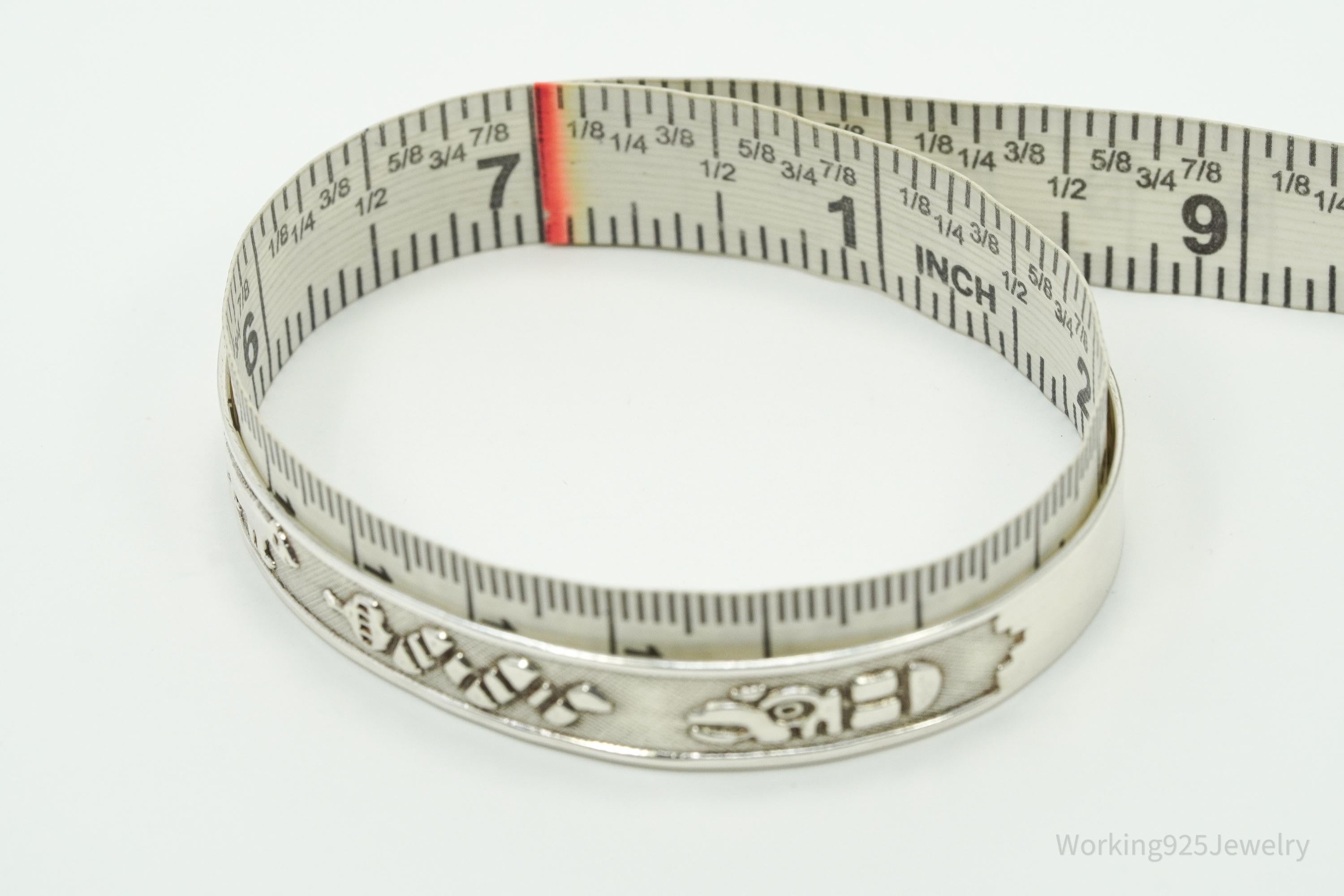 Vintage Tribal Style 950 Silver Bracelet 7"