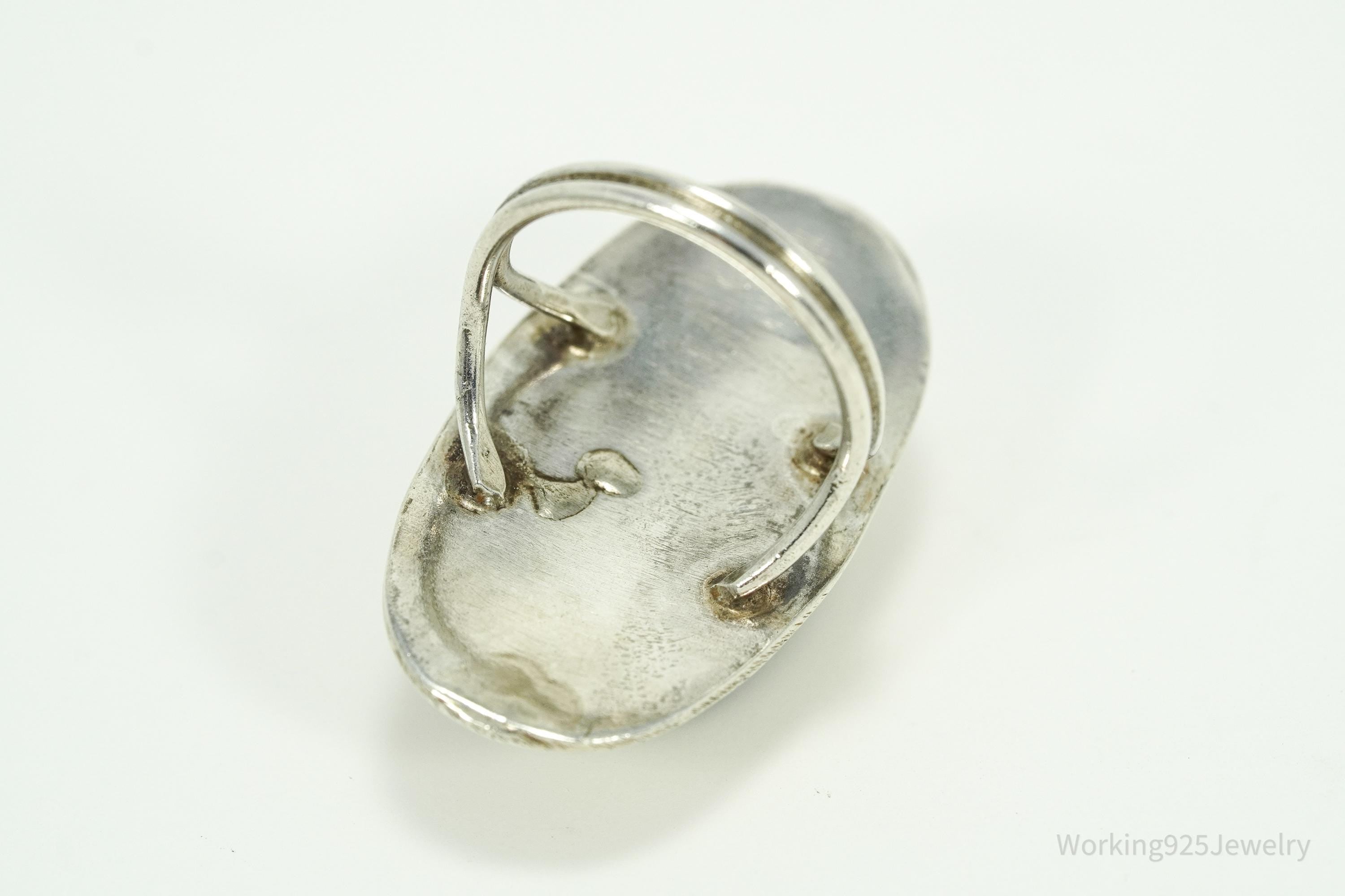 Vintage Native American Turquoise Silver Ring - Size 6.25