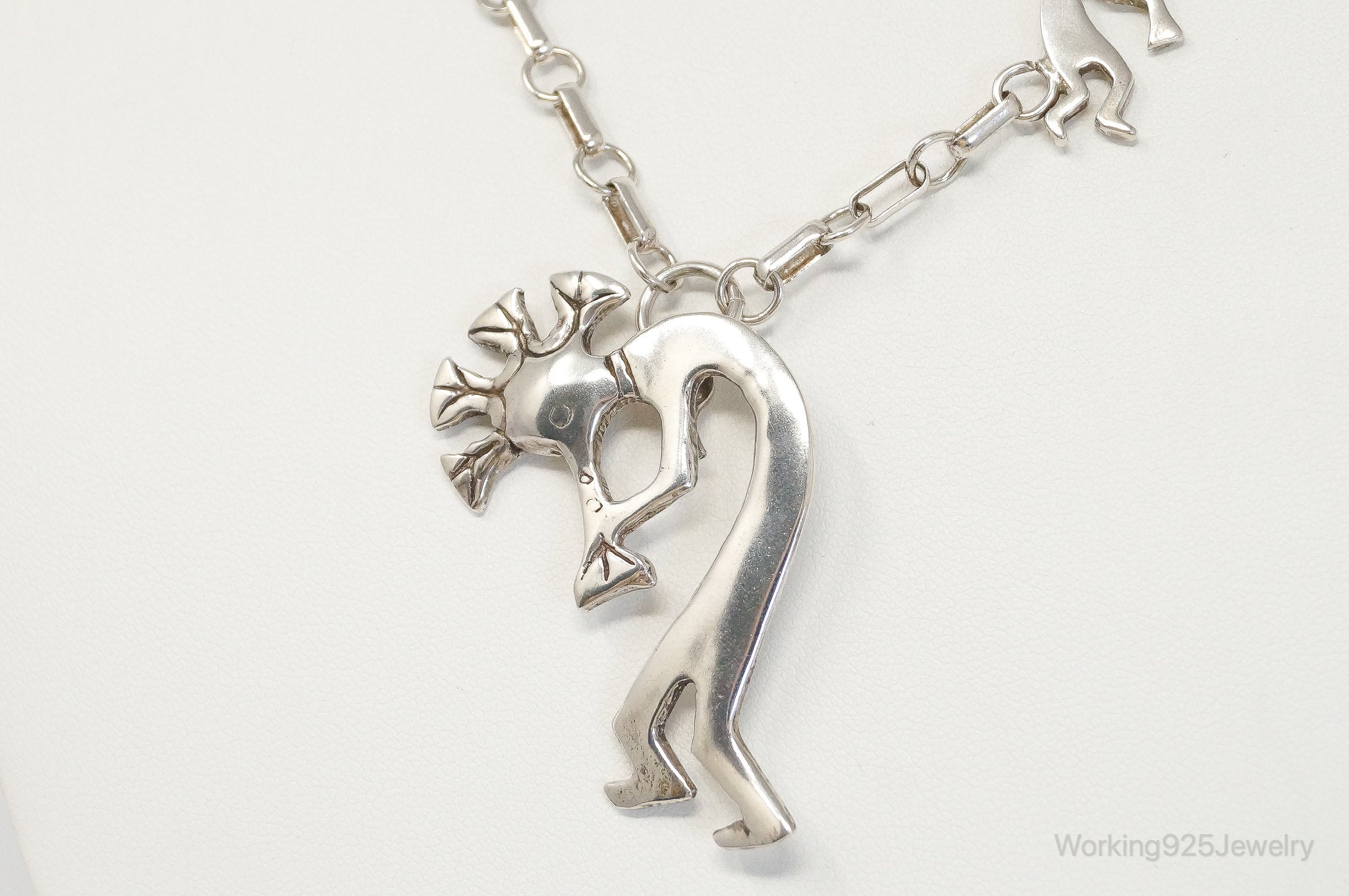 Vintage Native America GSNM Dancing Kokopelli Sterling Silver Necklace