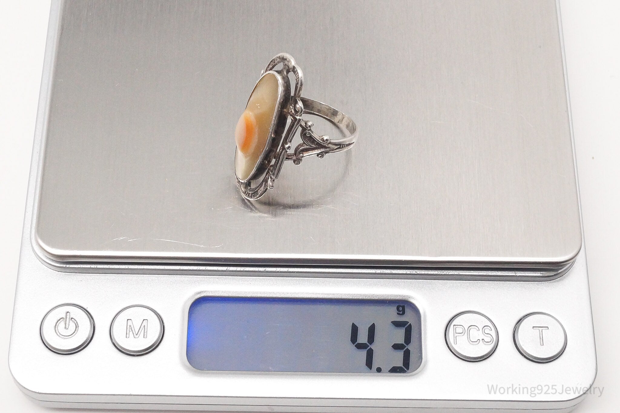 Antique Blister Pearl Sterling Silver Ring - Size 6.75