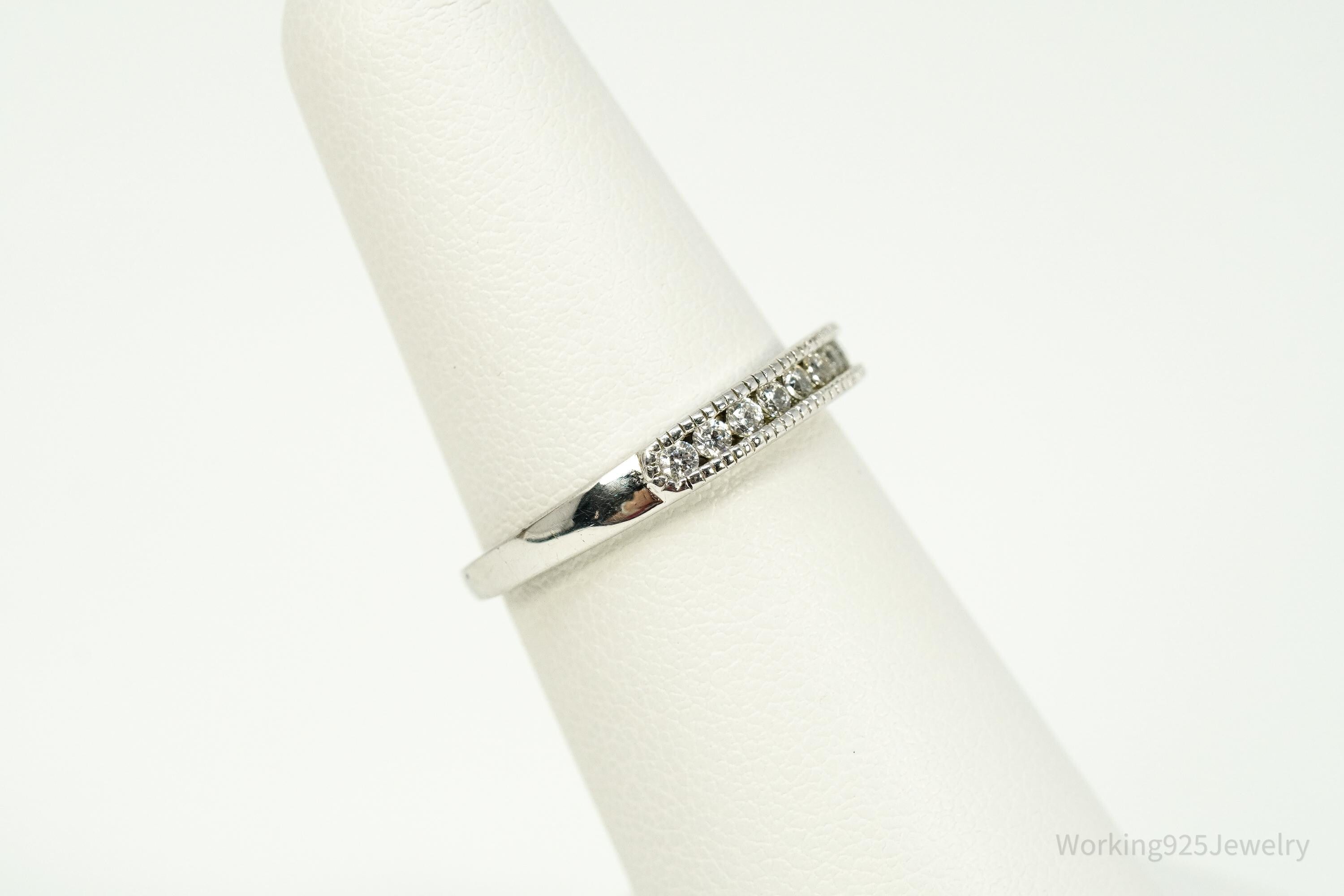 Vintage Cubic Zirconia Sterling Silver Band Ring - Size 6