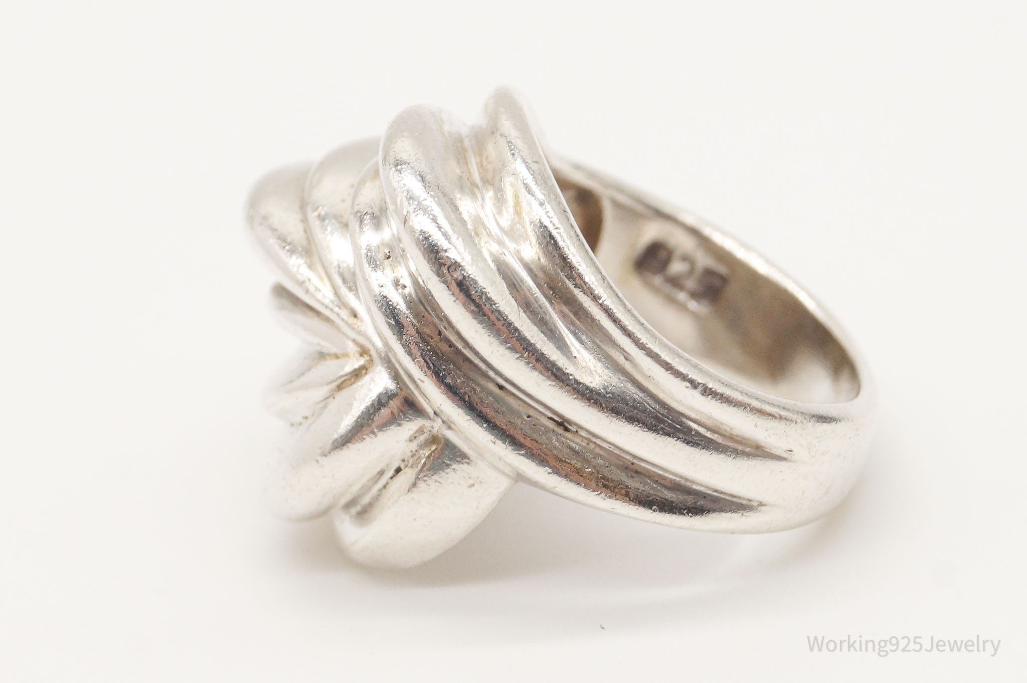 Vintage Modernist Sleek Puffy Sterling Silver Ring - Size 5