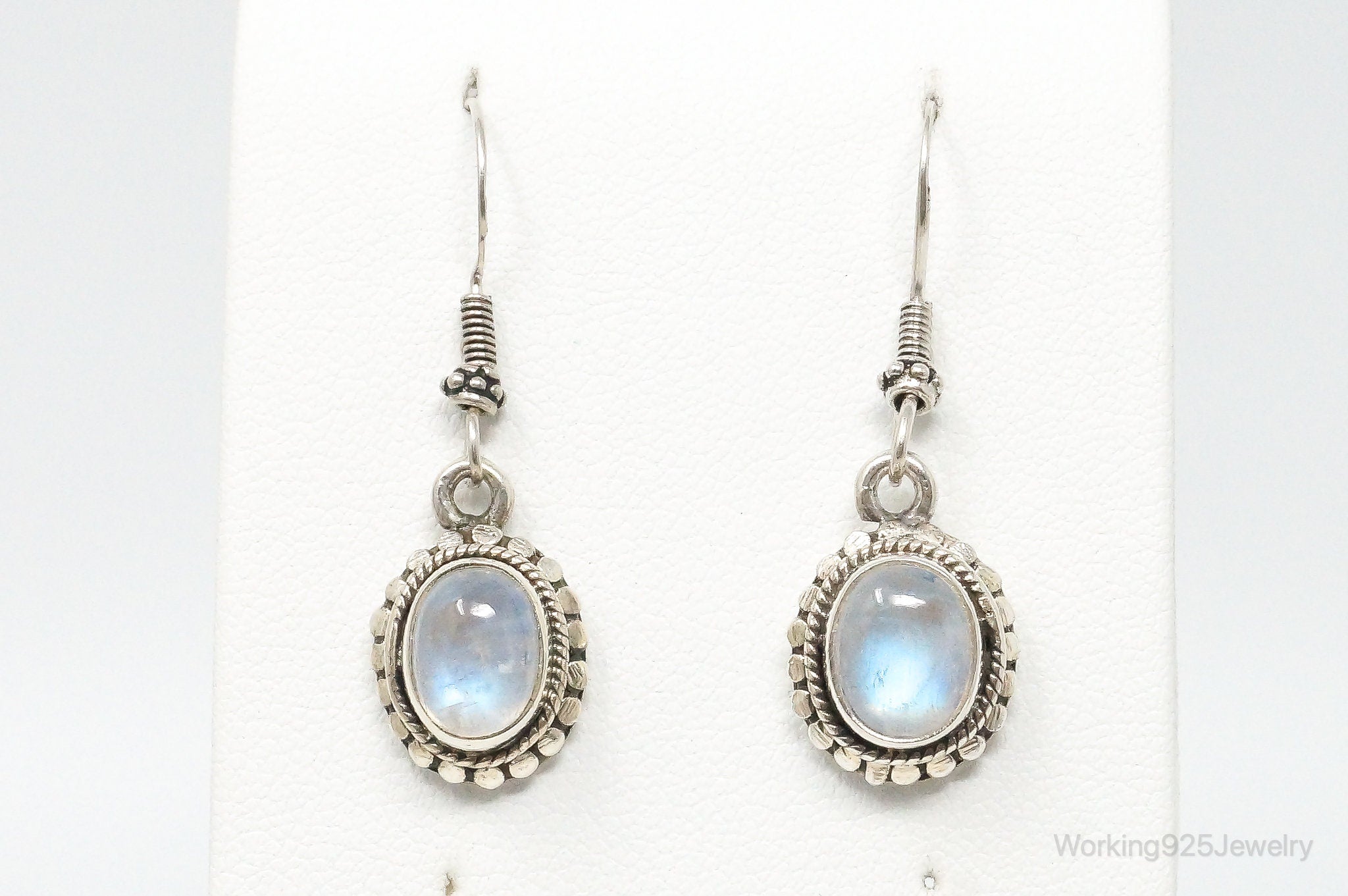 Vintage Moonstone Bali Style Sterling Silver Earrings