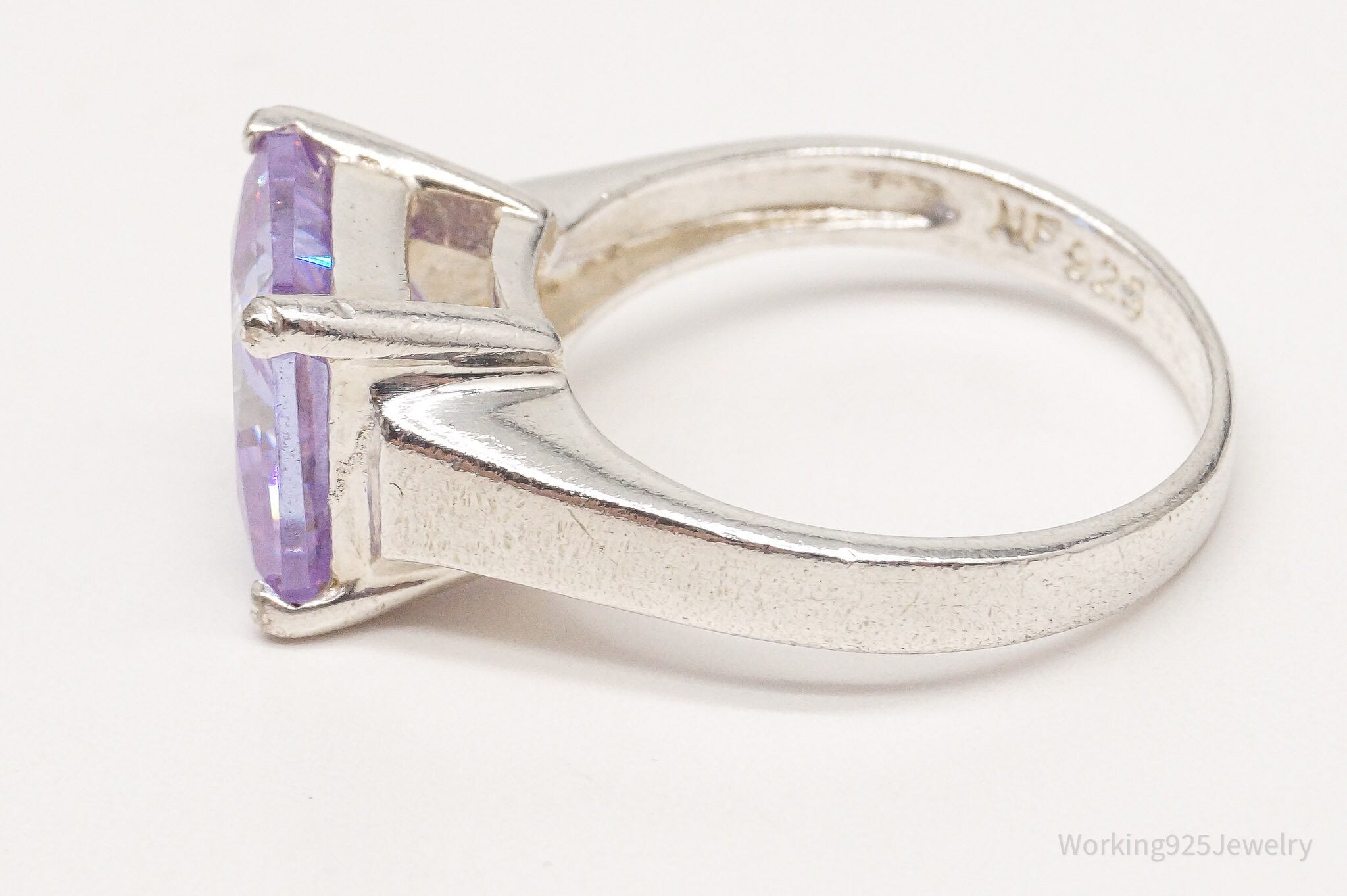 Vintage Purple Cubic Zirconia Sterling Silver Ring - Size 7