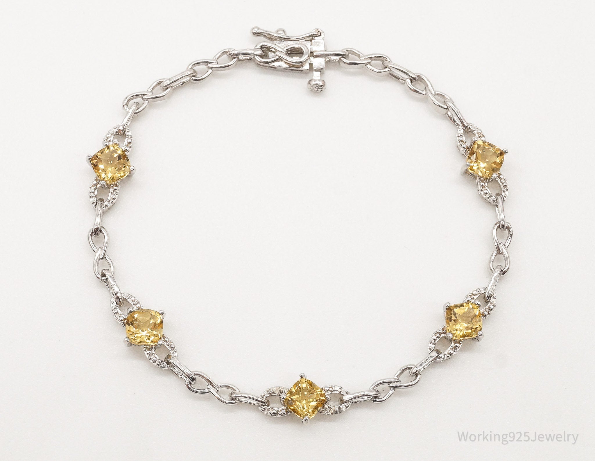 Vintage Citrine Sterling Silver Bracelet