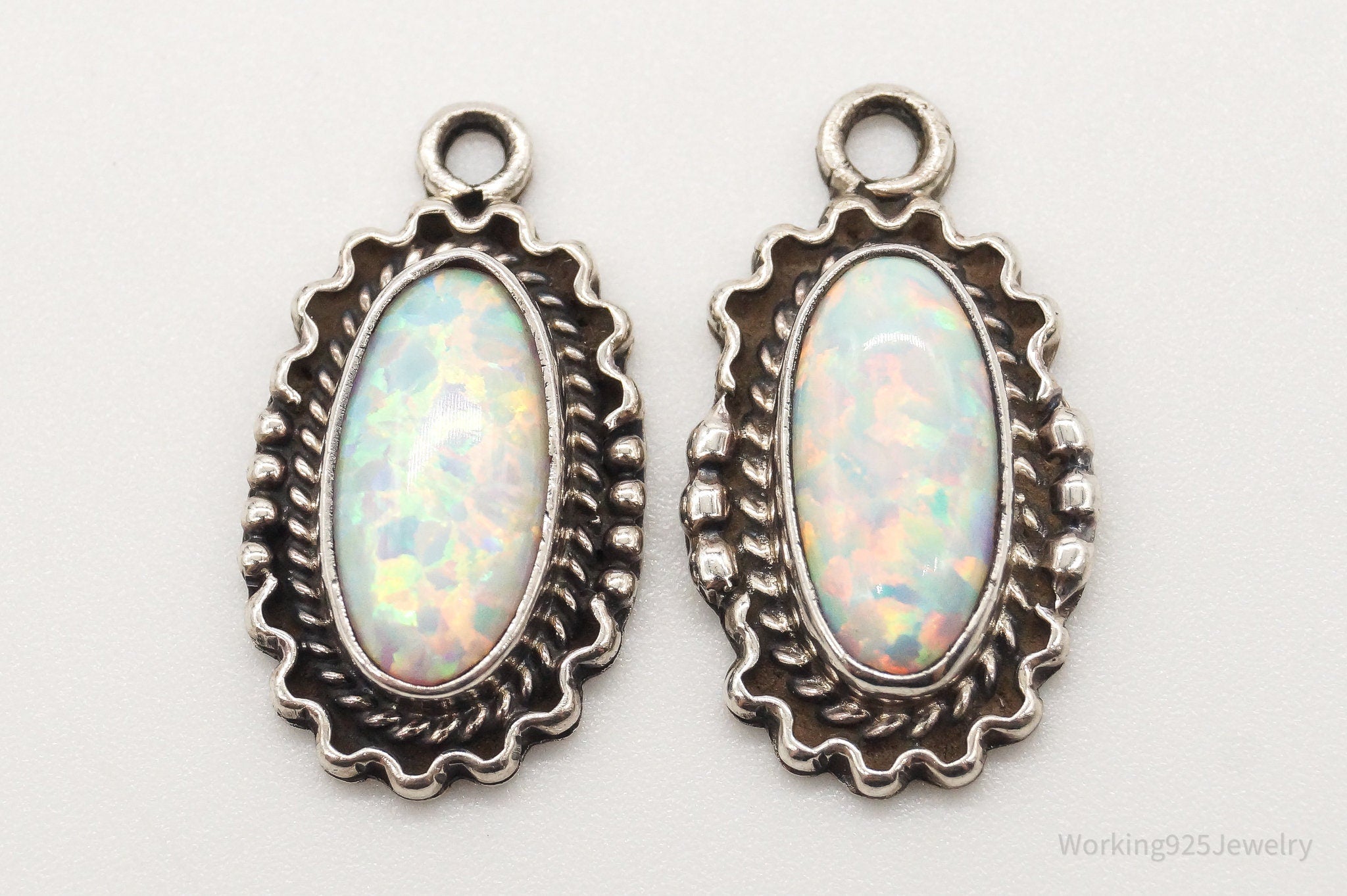 Vintage Native American RB Opal Sterling Silver Earring Jackets