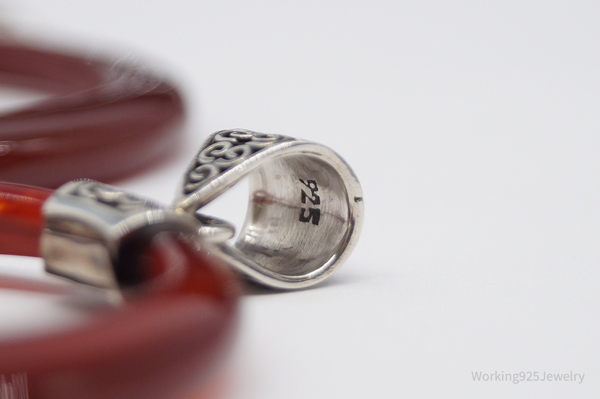 Vintage Carnelian Sterling Silver Earrings & Pendant Set