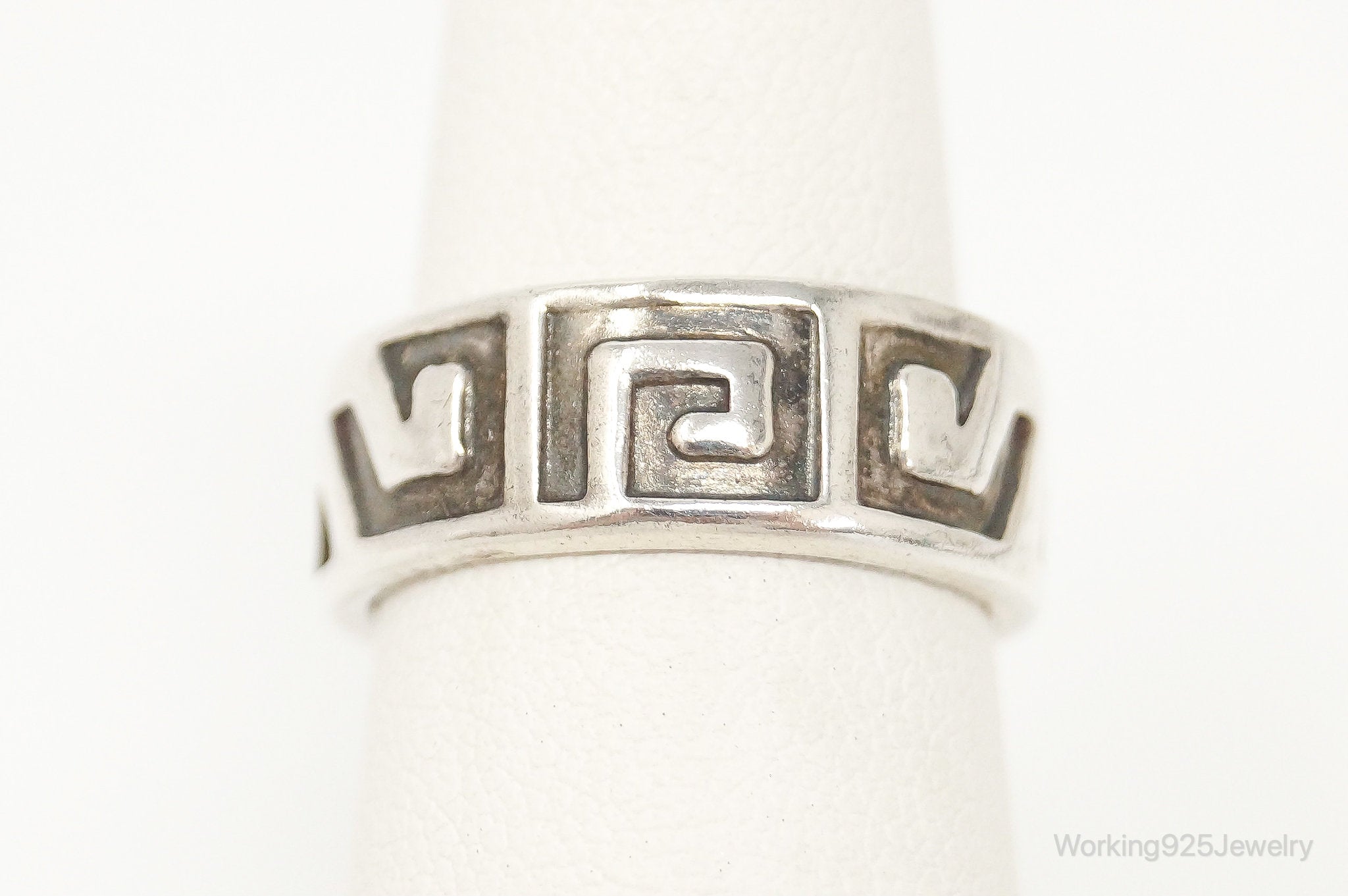 Vintage Taxco Mexico Sterling Silver Aztec Style Band Ring - Size 5