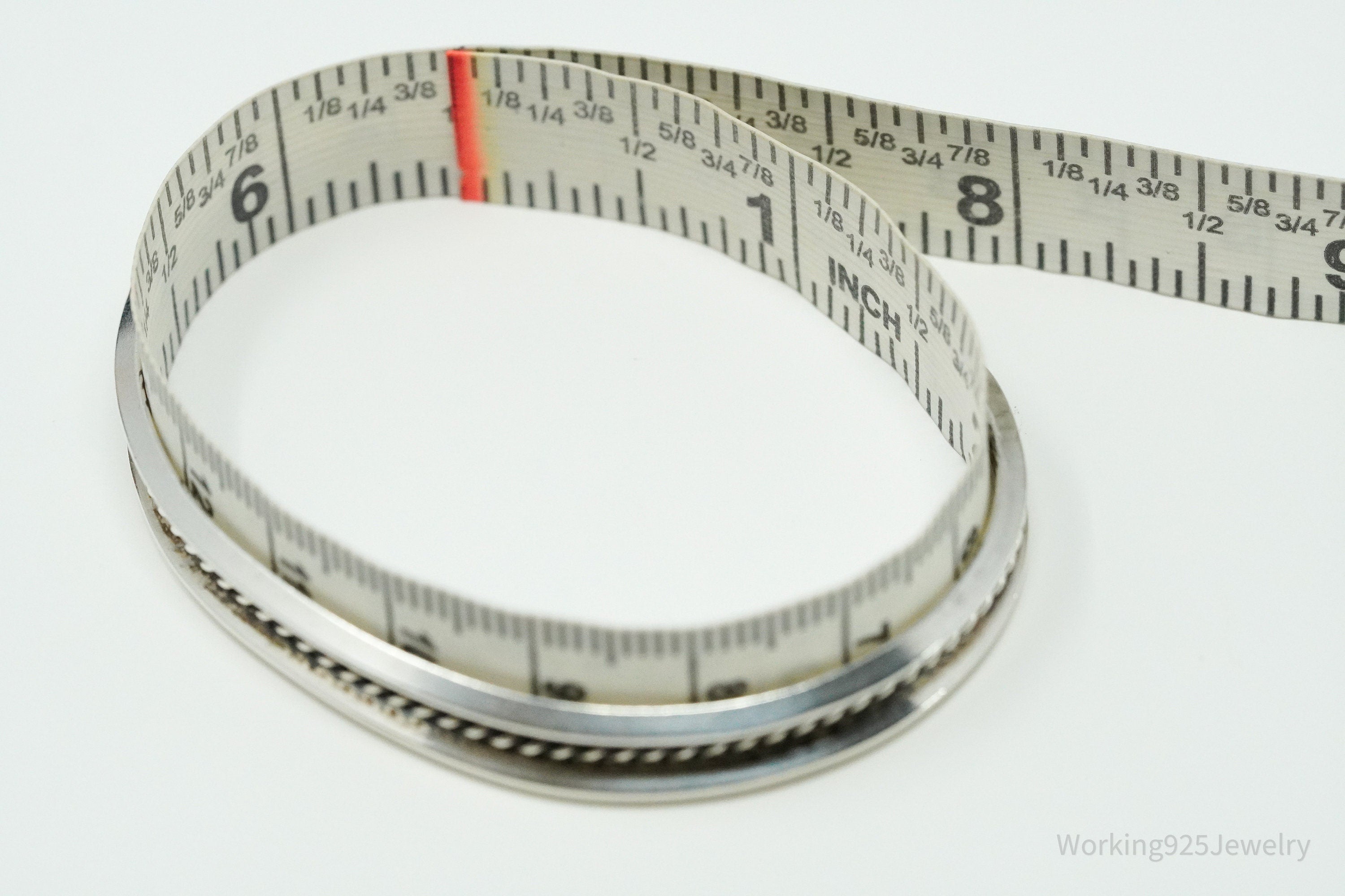 Vintage Native American Tahe Sterling Silver Rope Cable Cuff Bracelet - 6.5"