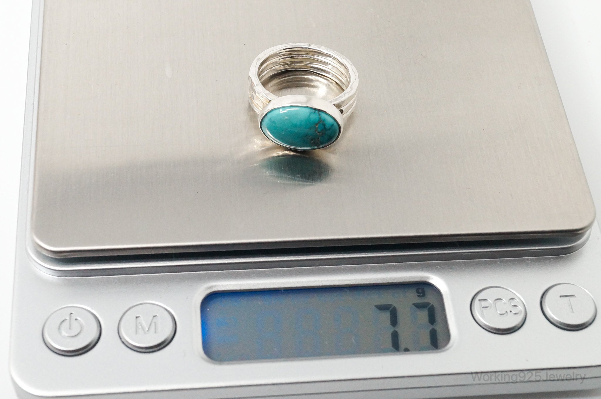 Vintage Native American Turquoise Unsigned Sterling Silver Ring - Sz 6.25