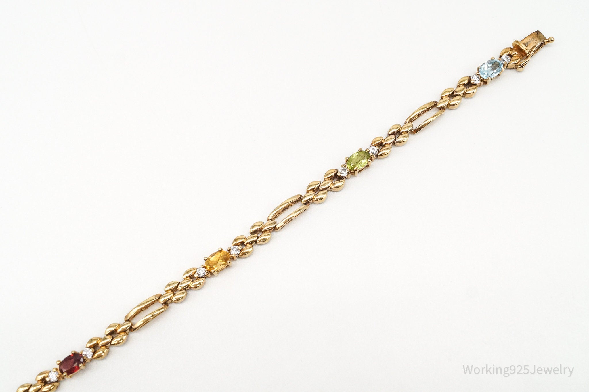 Vintage Multi Gem Gold Vermeil Sterling Silver Bracelet