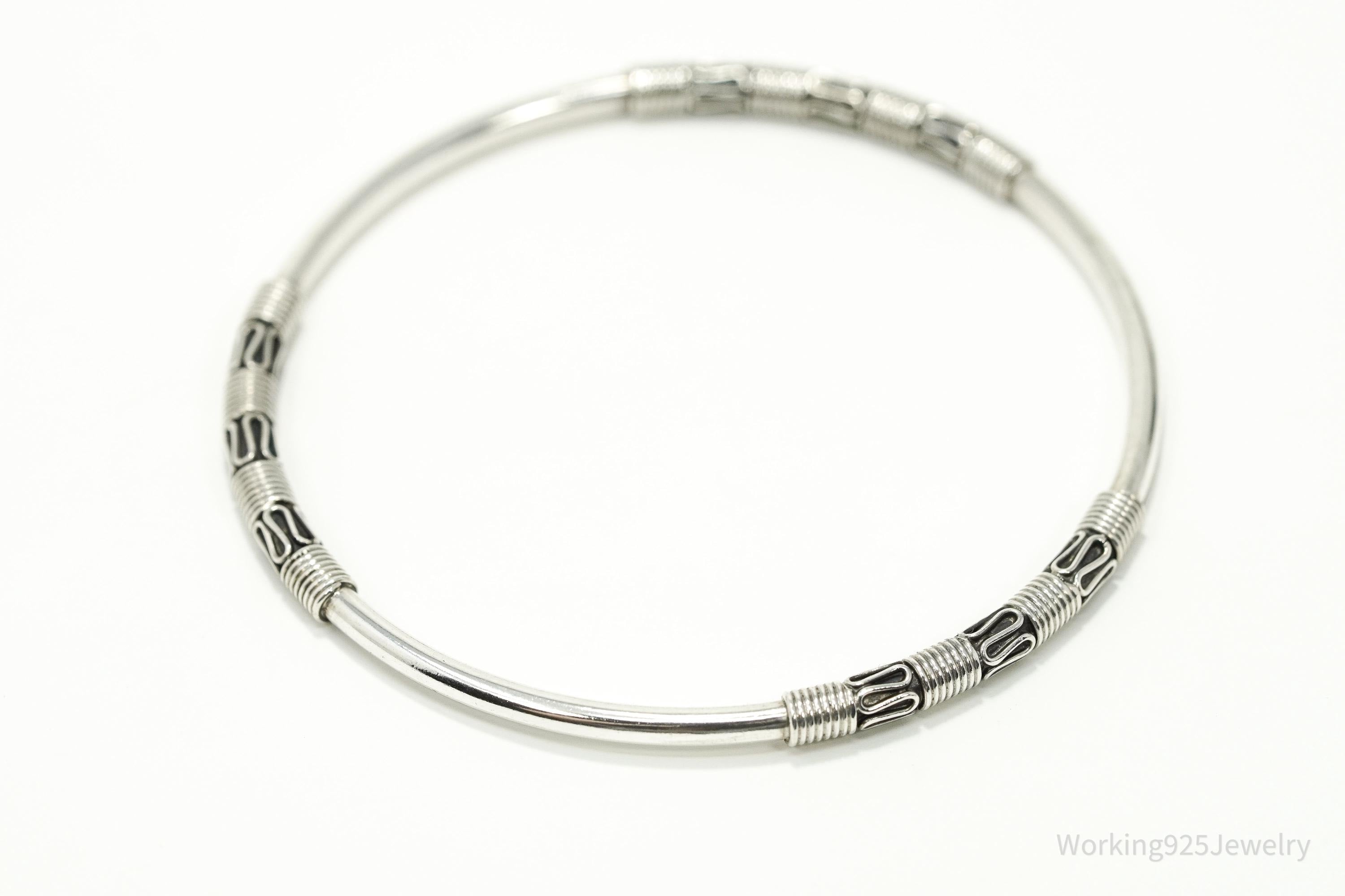 Vintage Designer BA Suarti Sterling Silver Bangle Bracelet 7 15/16"
