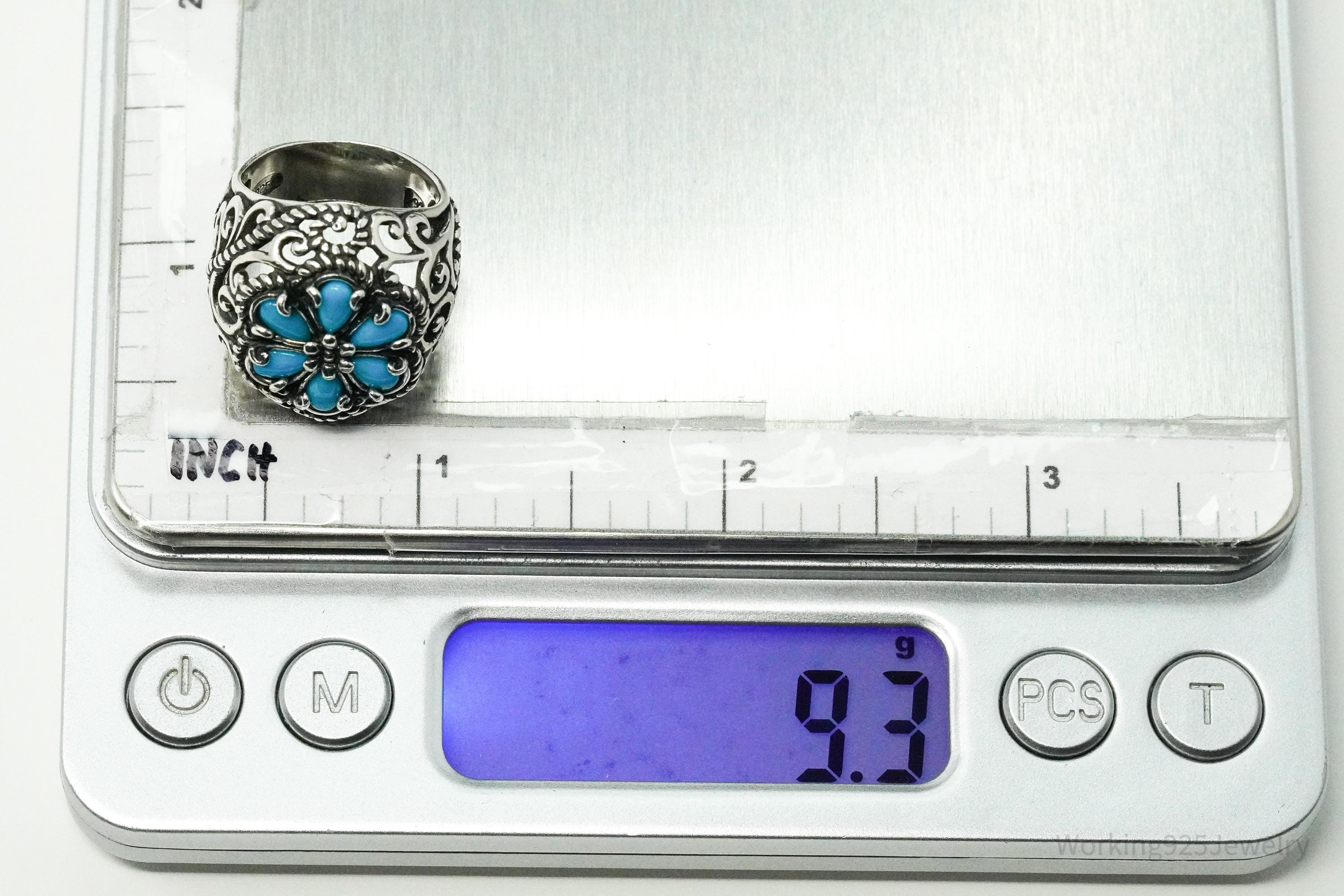 Vintage Native Designer Carolyn Pollack Turquoise Sterling Silver Ring - Size 5.25