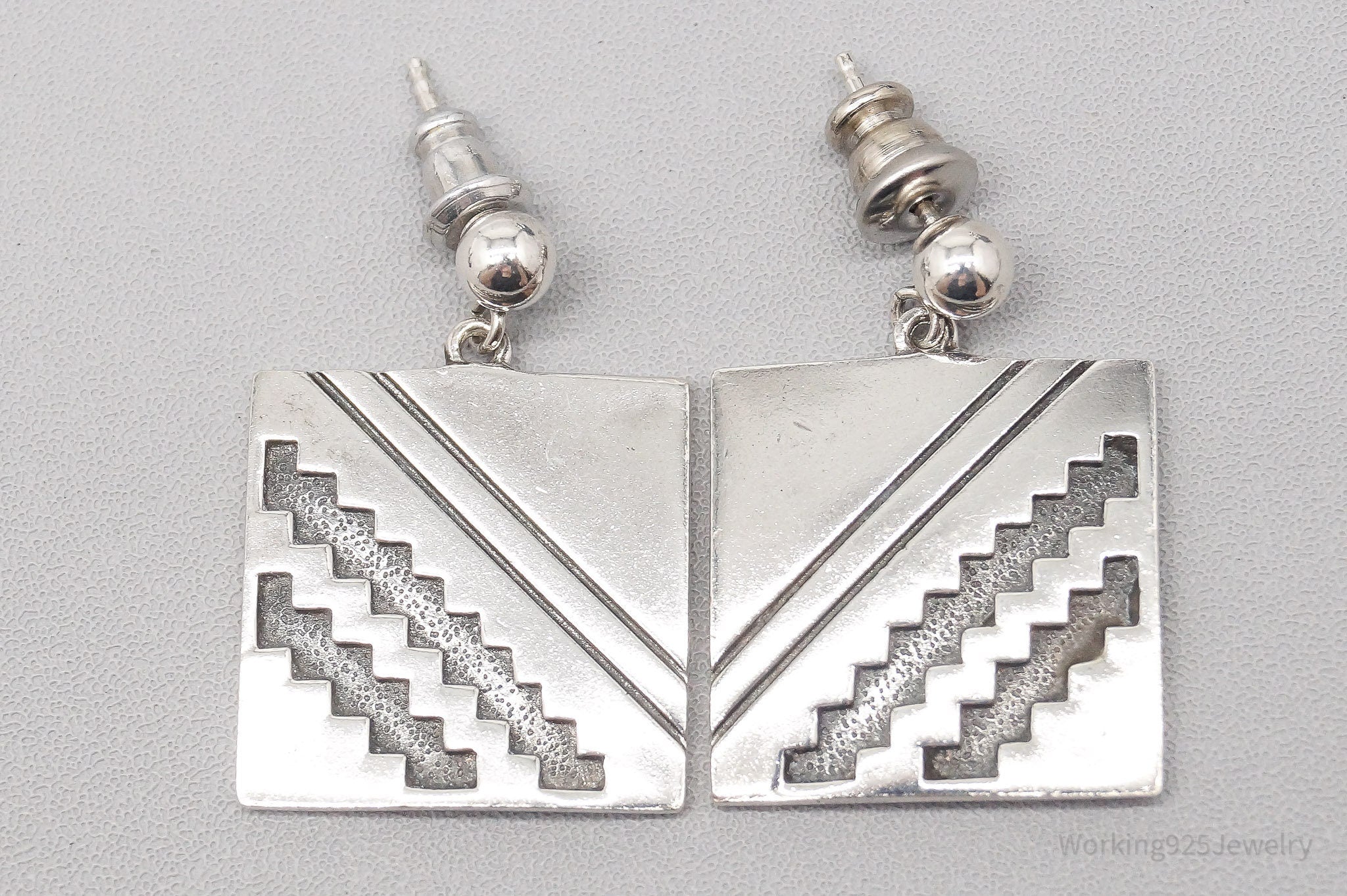 Vintage Native America Teme Sterling Silver Earrings