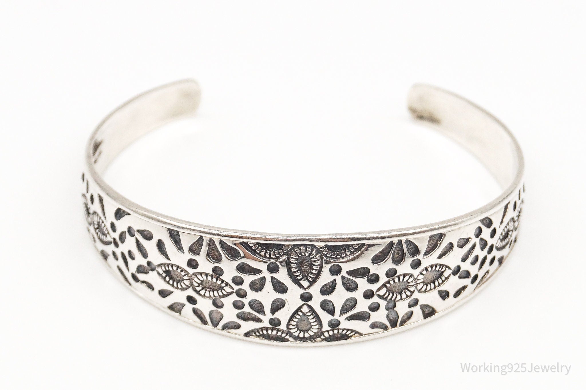 Vintage Thailand Sterling Silver Cuff Bracelet