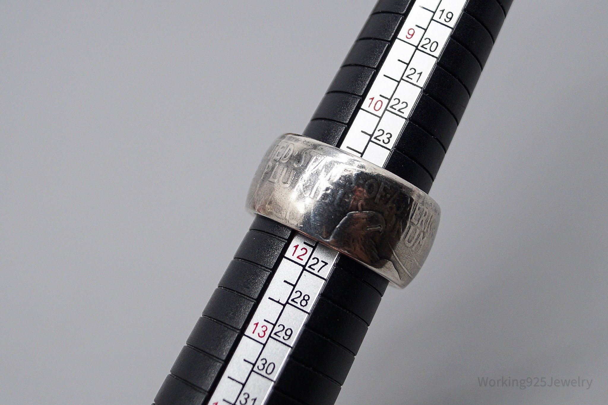 Vintage 1925 Peace Dollar Coin Silver Ring - Size 11.5