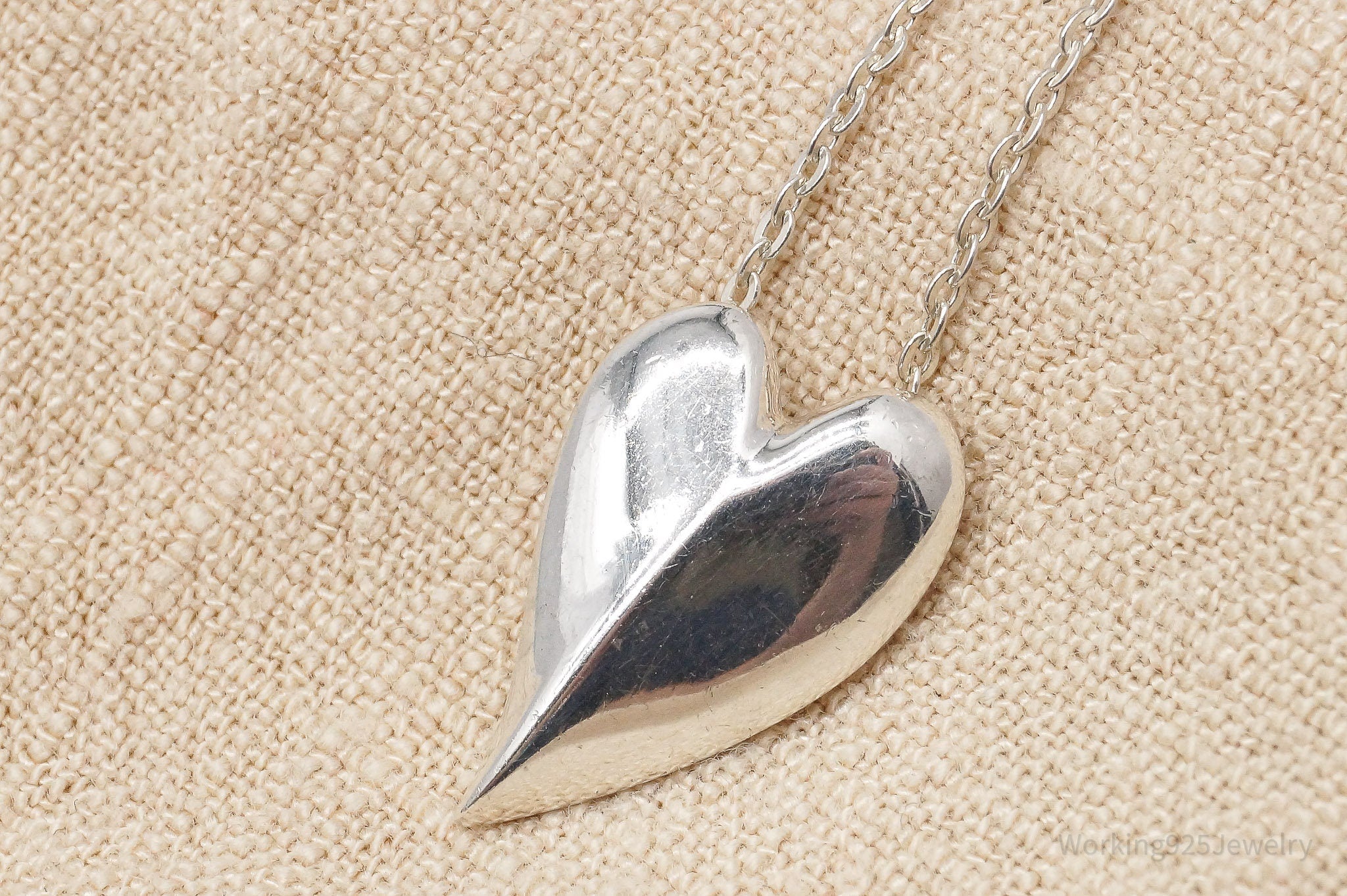 Vintage Kit Heath Modernist Heart Sterling Silver Chain Necklace - 16"