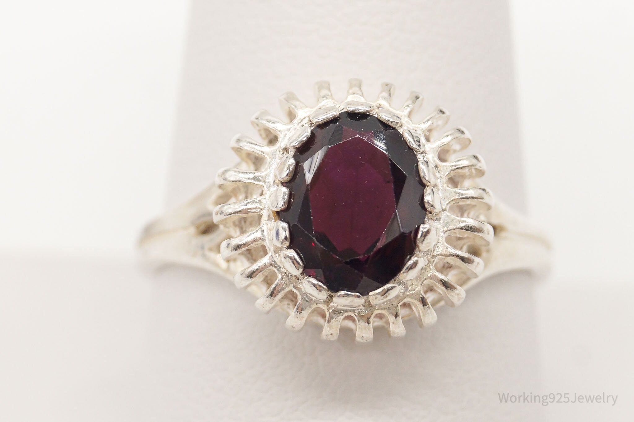 Vintage Rhodolite Garnet Sterling Silver Ring - Size 9.75