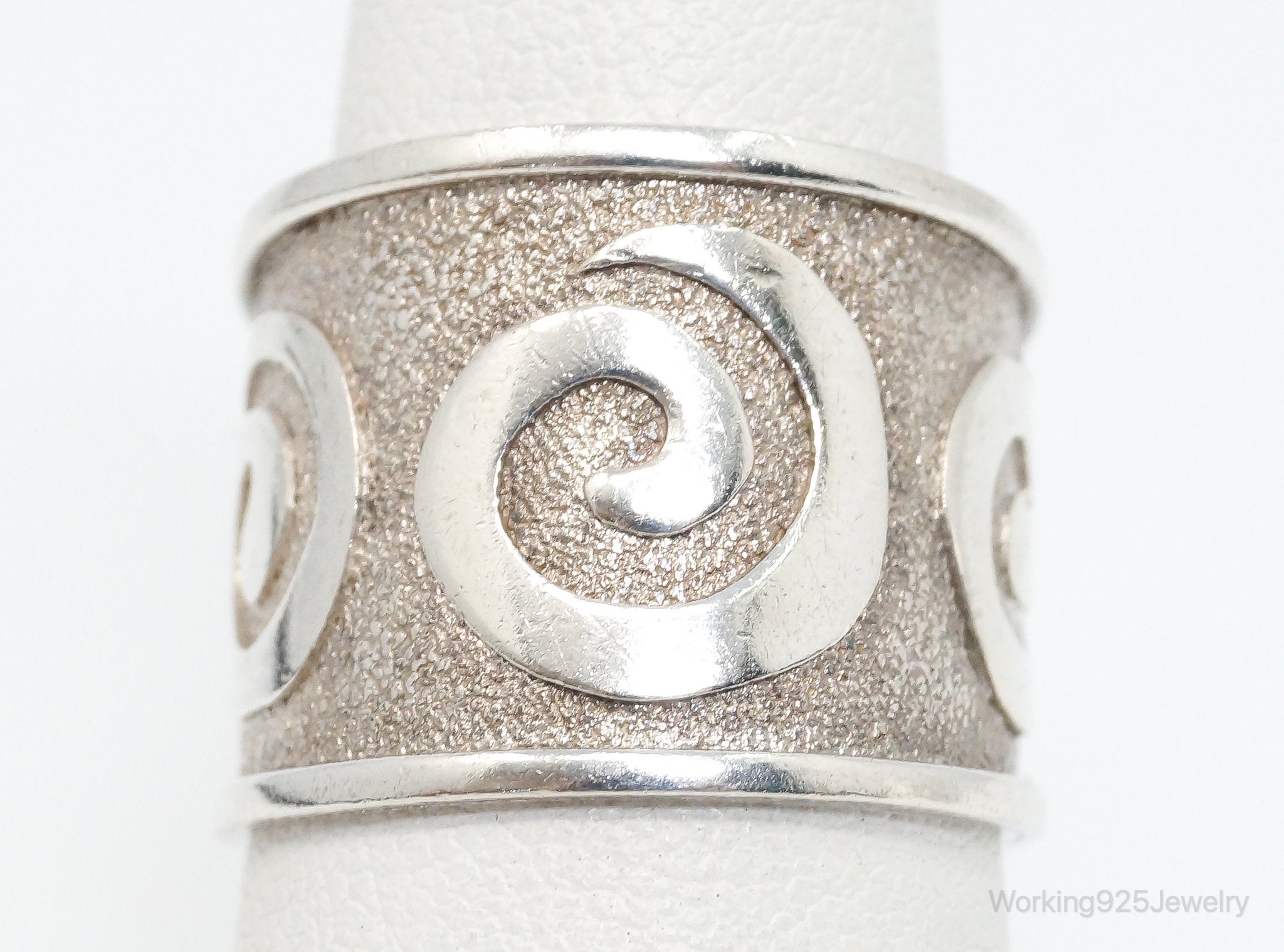 Vintage Swirl Scroll Design Water Bender Sterling Silver Band Ring Size 7