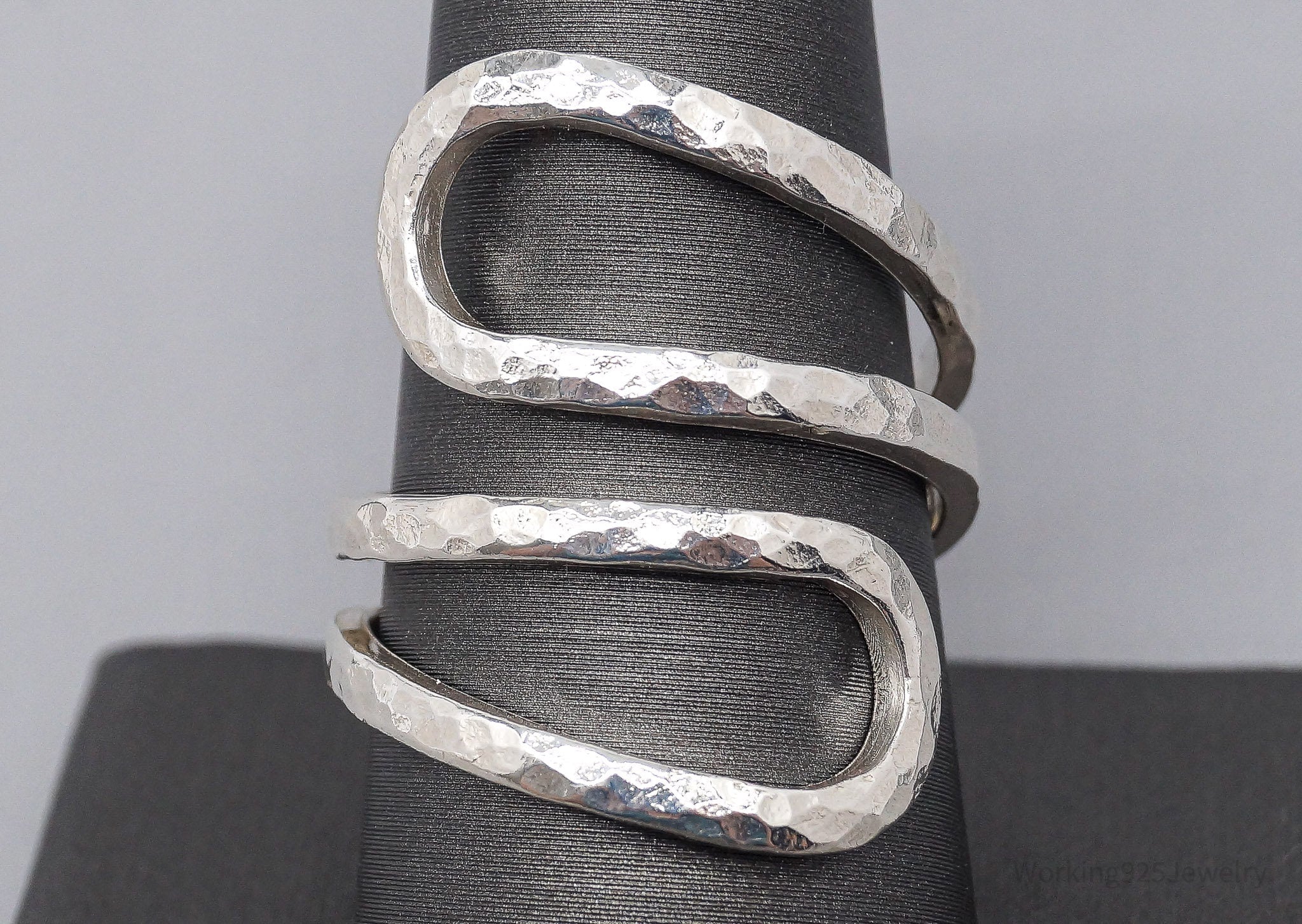 VTG DIEGO Modernist Hammered Style Sterling Silver Wrap Ring SZ 10 Adjustable