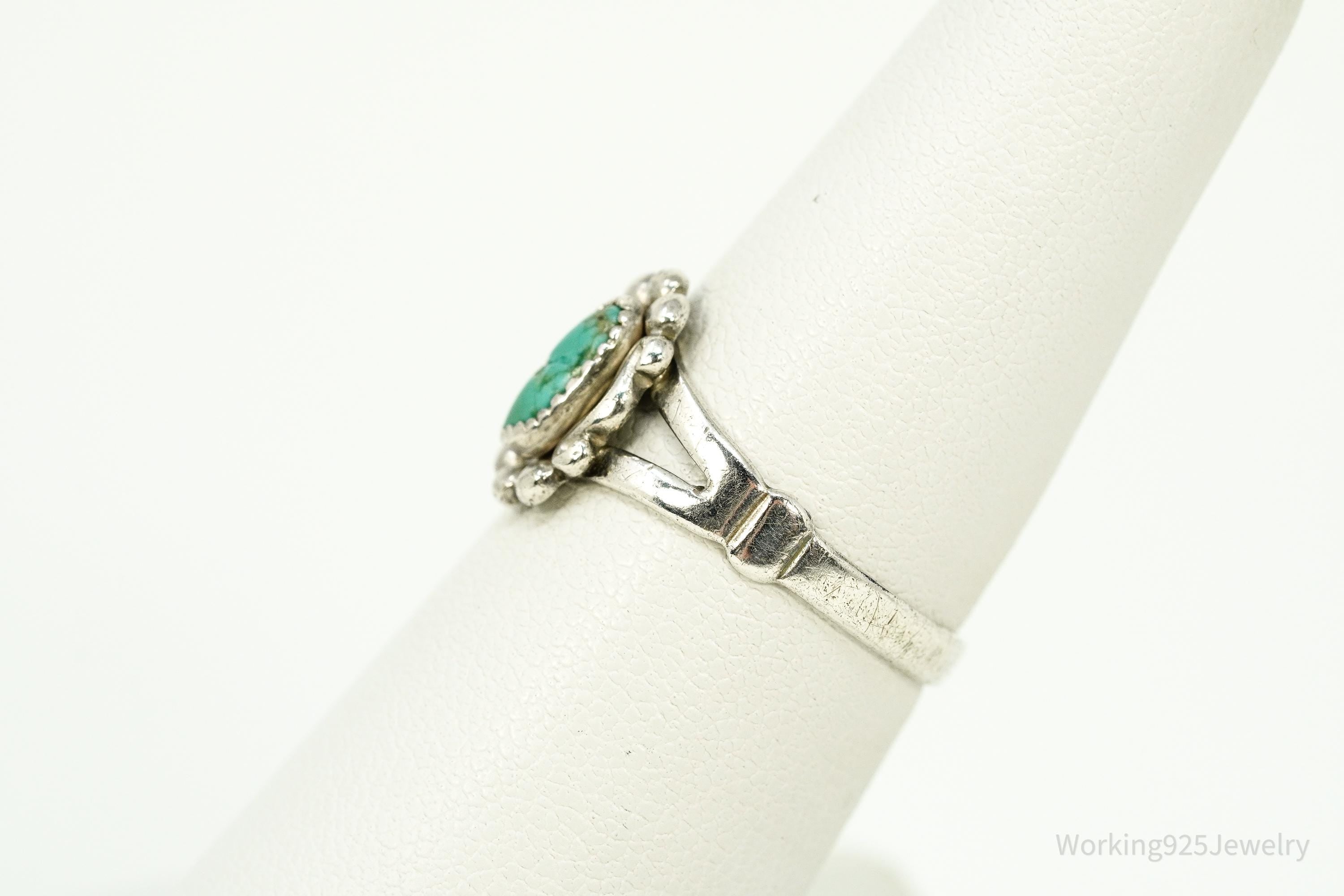 Vintage Native Bell Trading Post Turquoise Sterling Silver Ring - Size 7